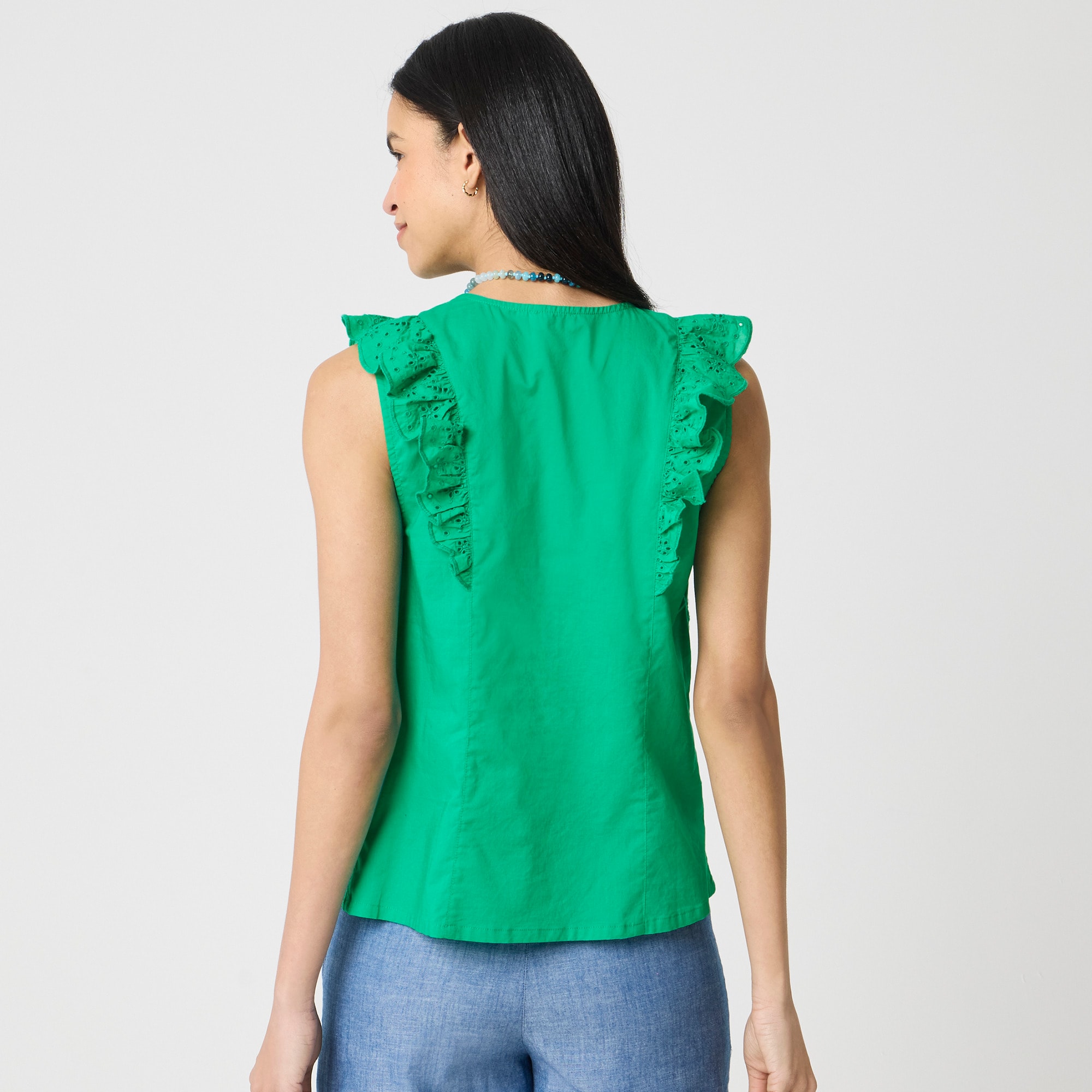 Eyelet flutter-sleeve top - image 3