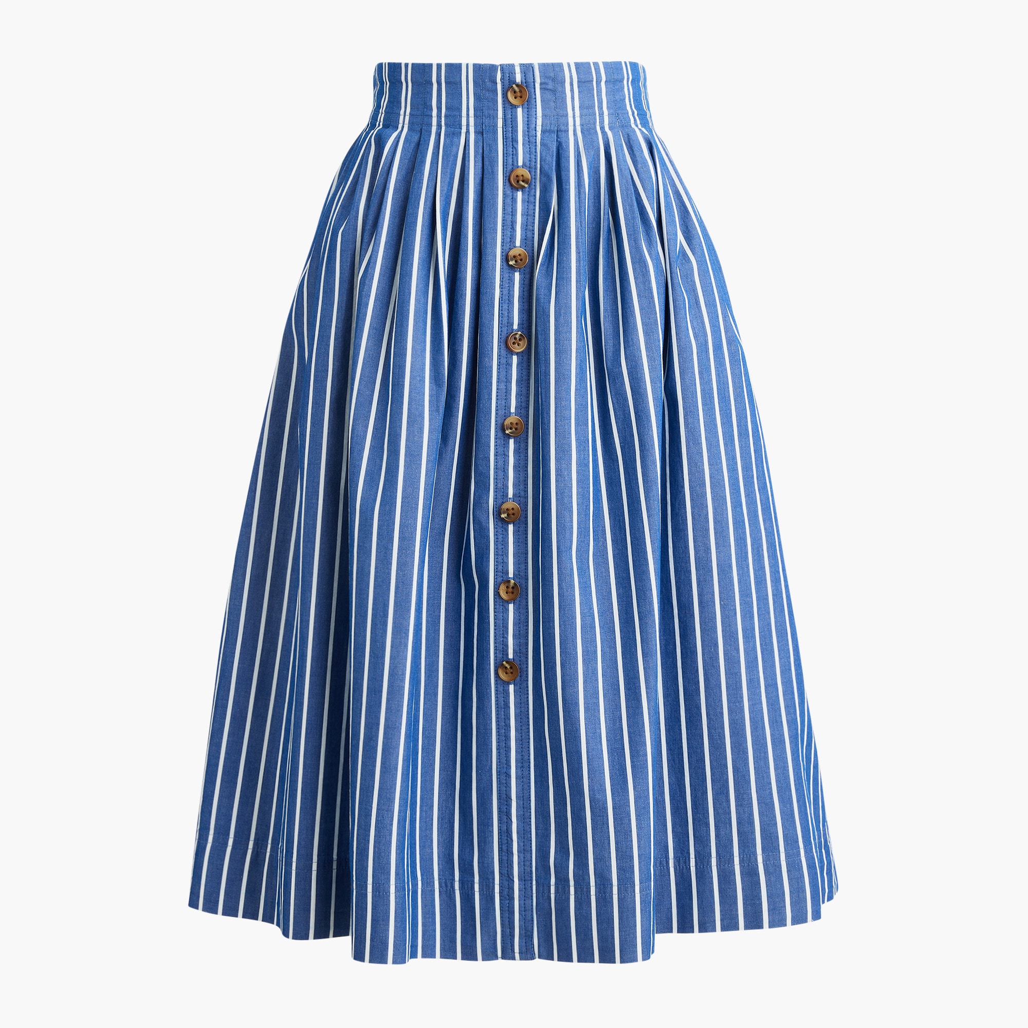 Pleated button-front midi skirt