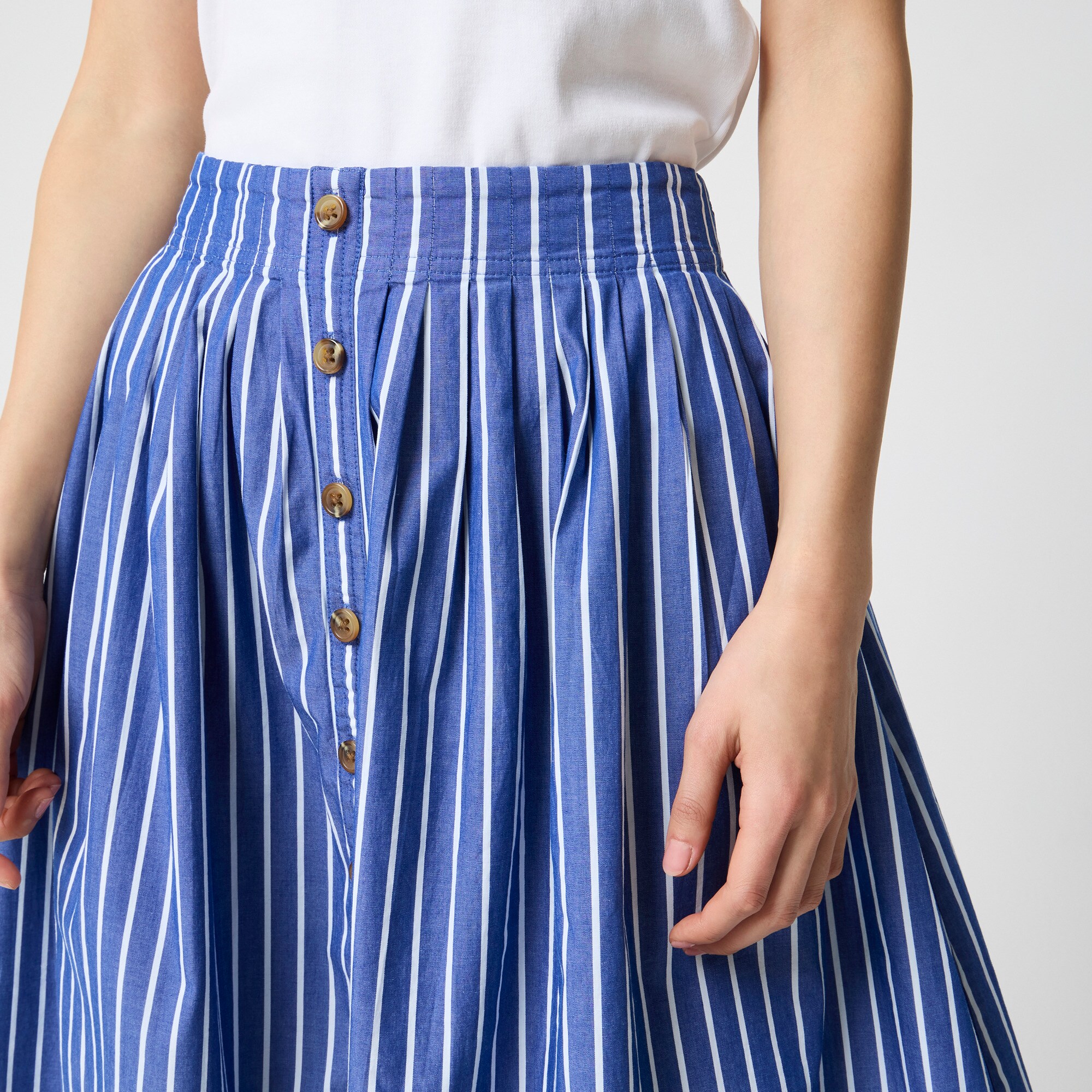 Pleated button-front midi skirt