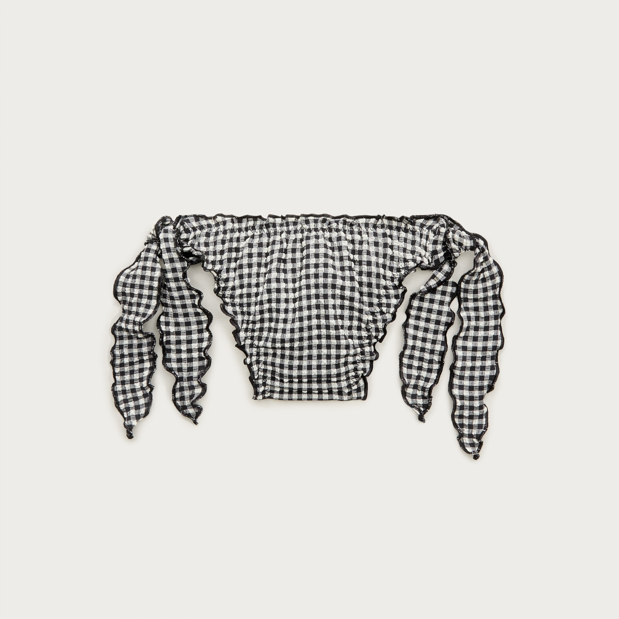 Ronnie lettuce-trim bikini bottom in gingham