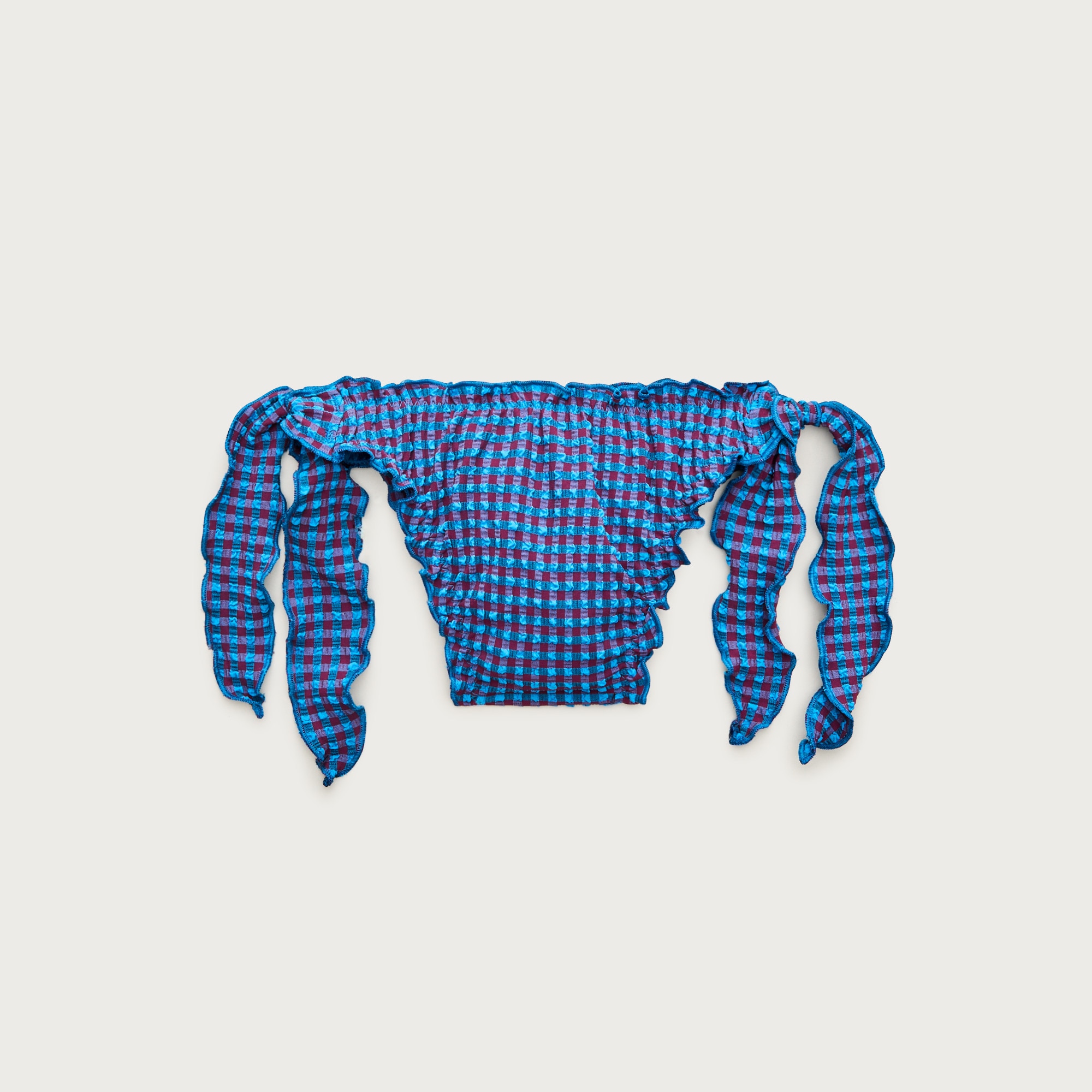 Lettuce-trim bikini bottom in gingham