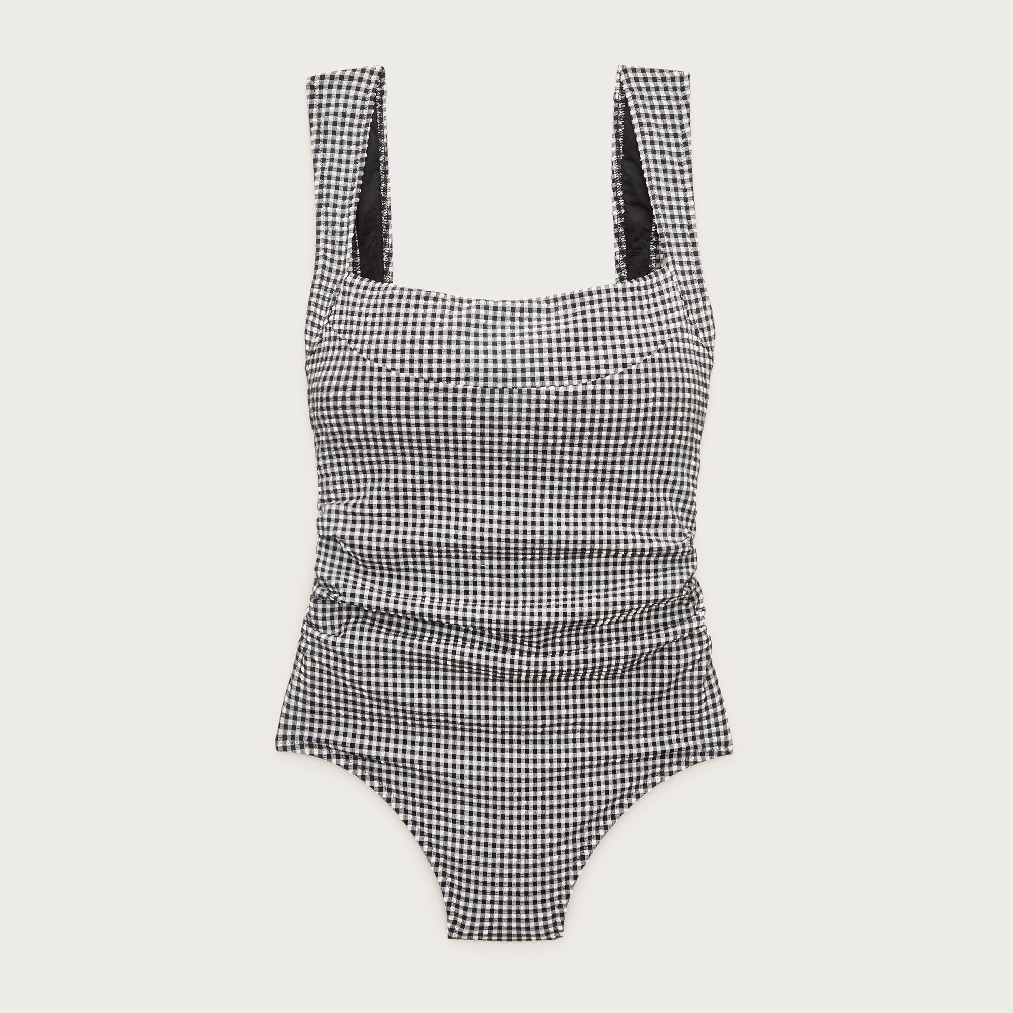 Nia ruched squareneck one-piece in gingham