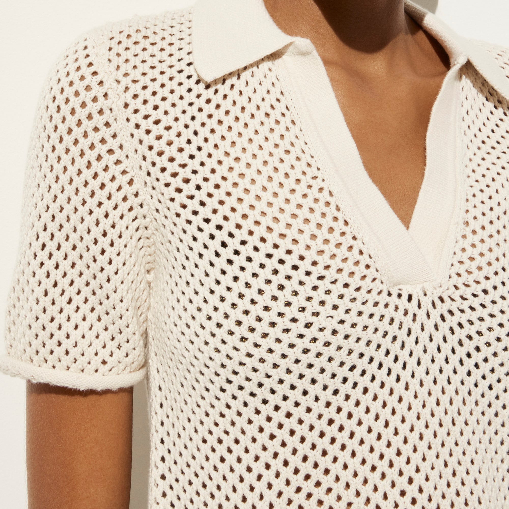 Crochet beach polo shirt in cotton