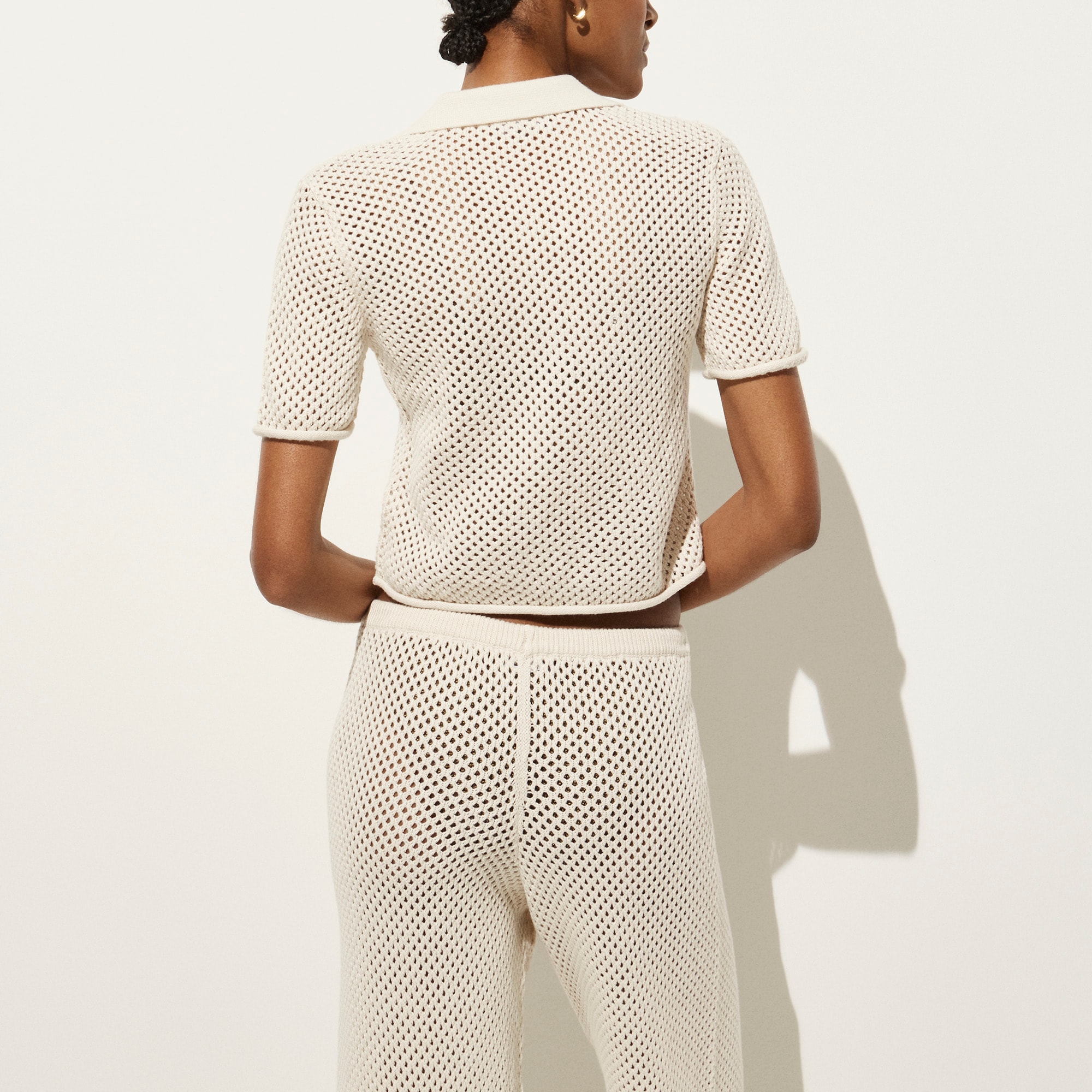 Crochet beach polo shirt in cotton