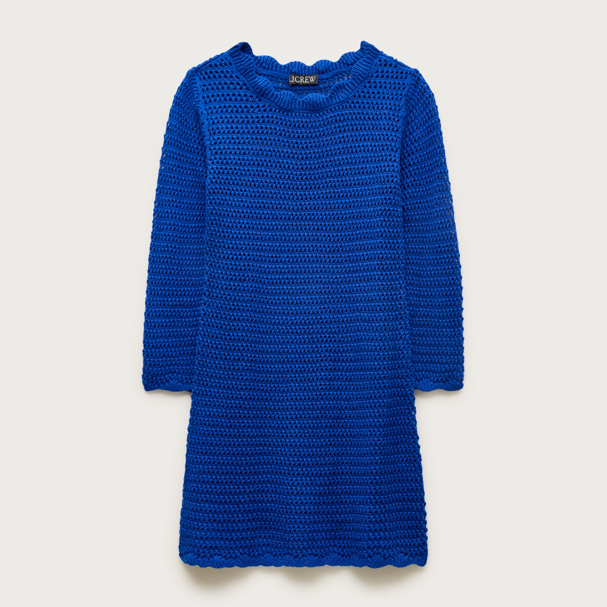 Scallop-trim crochet mini dress