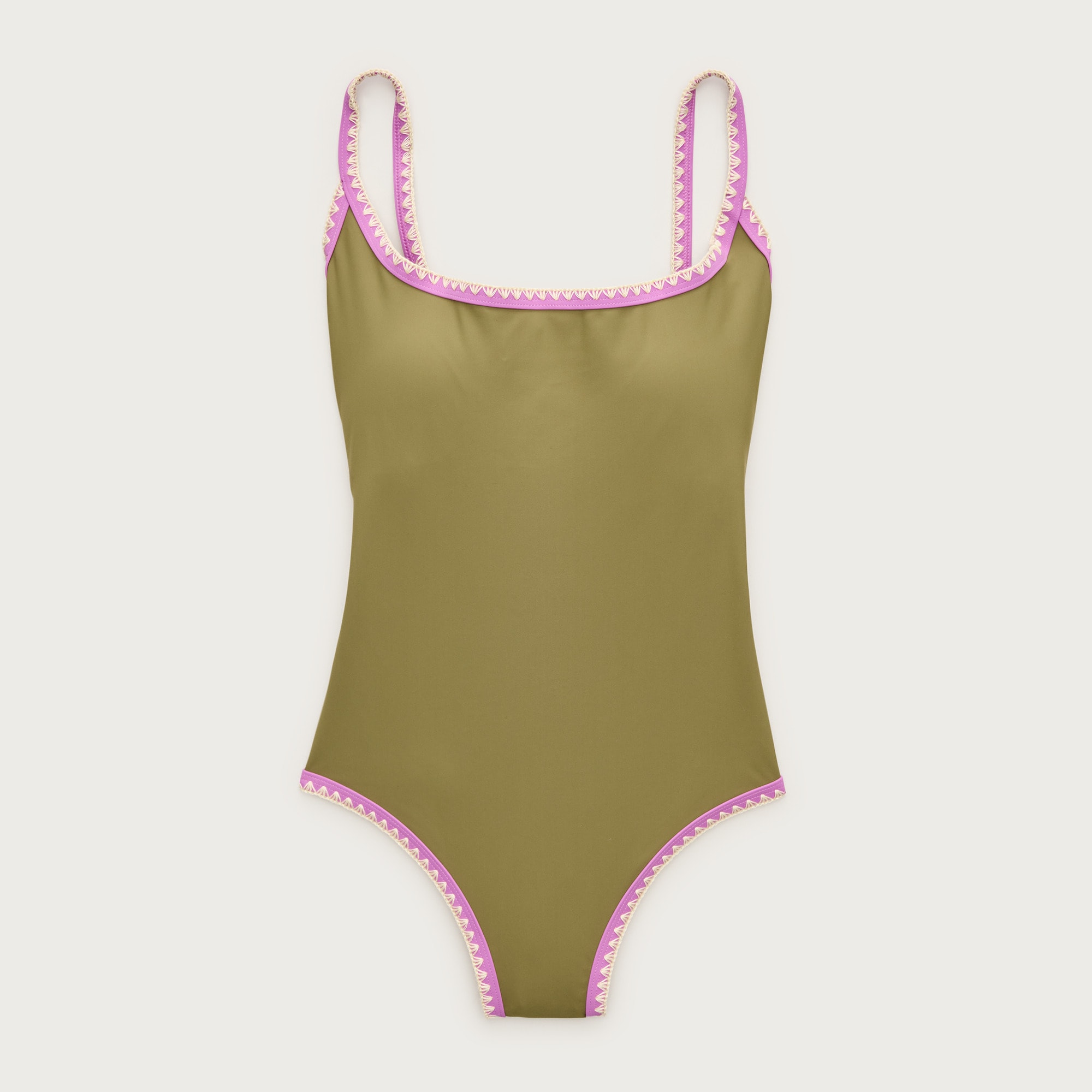 Crochet-trim scoopback one-piece