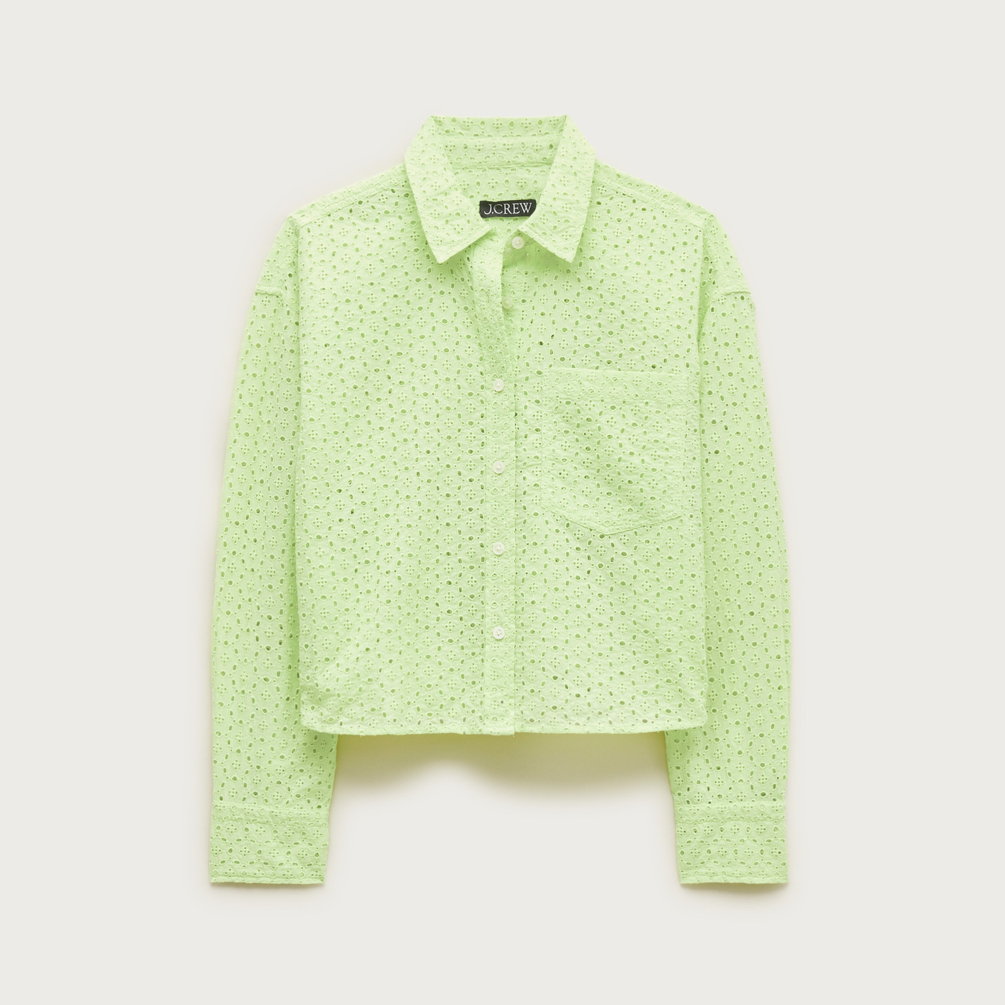 Étienne cropped eyelet button-up shirt in cotton poplin