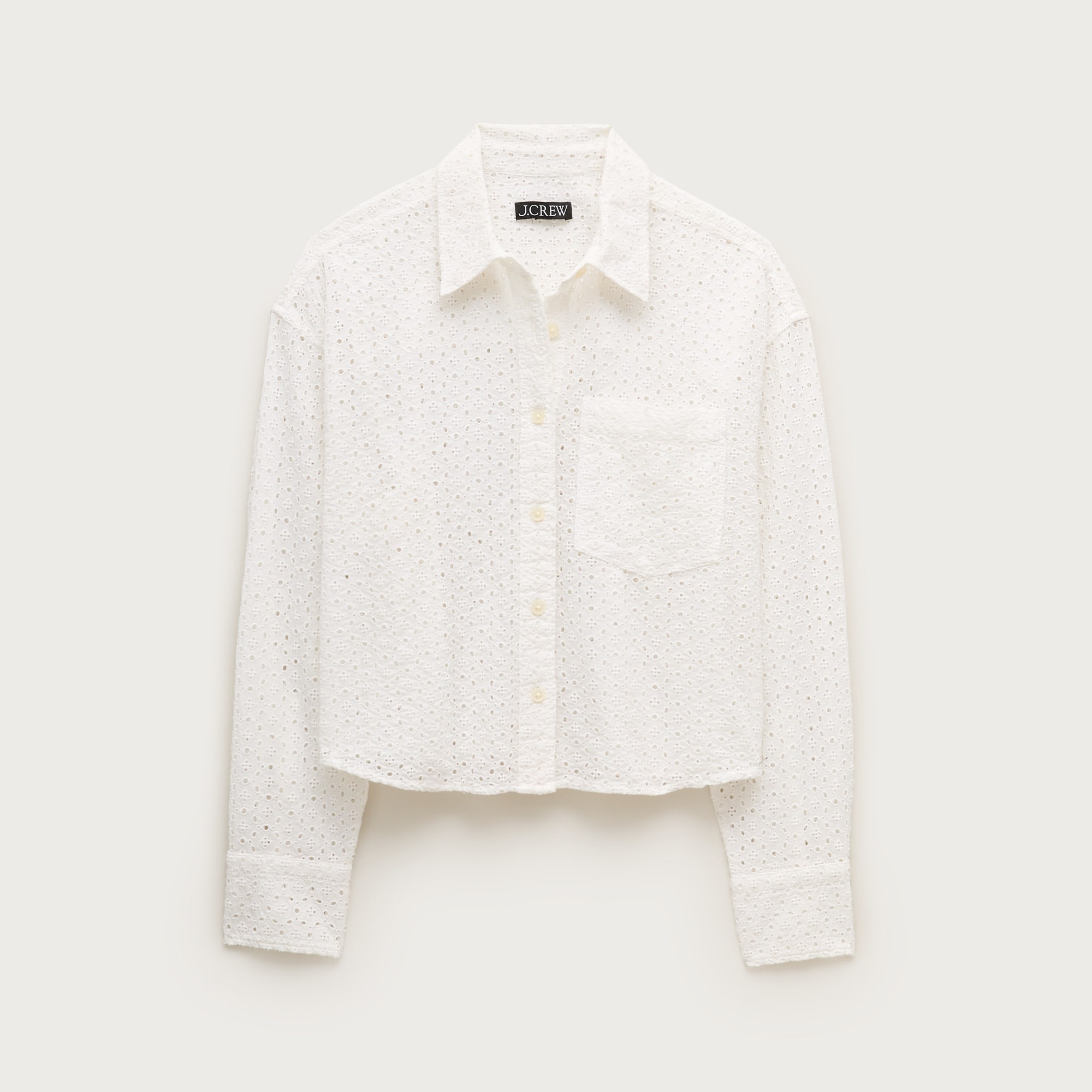 Étienne cropped eyelet button-up shirt