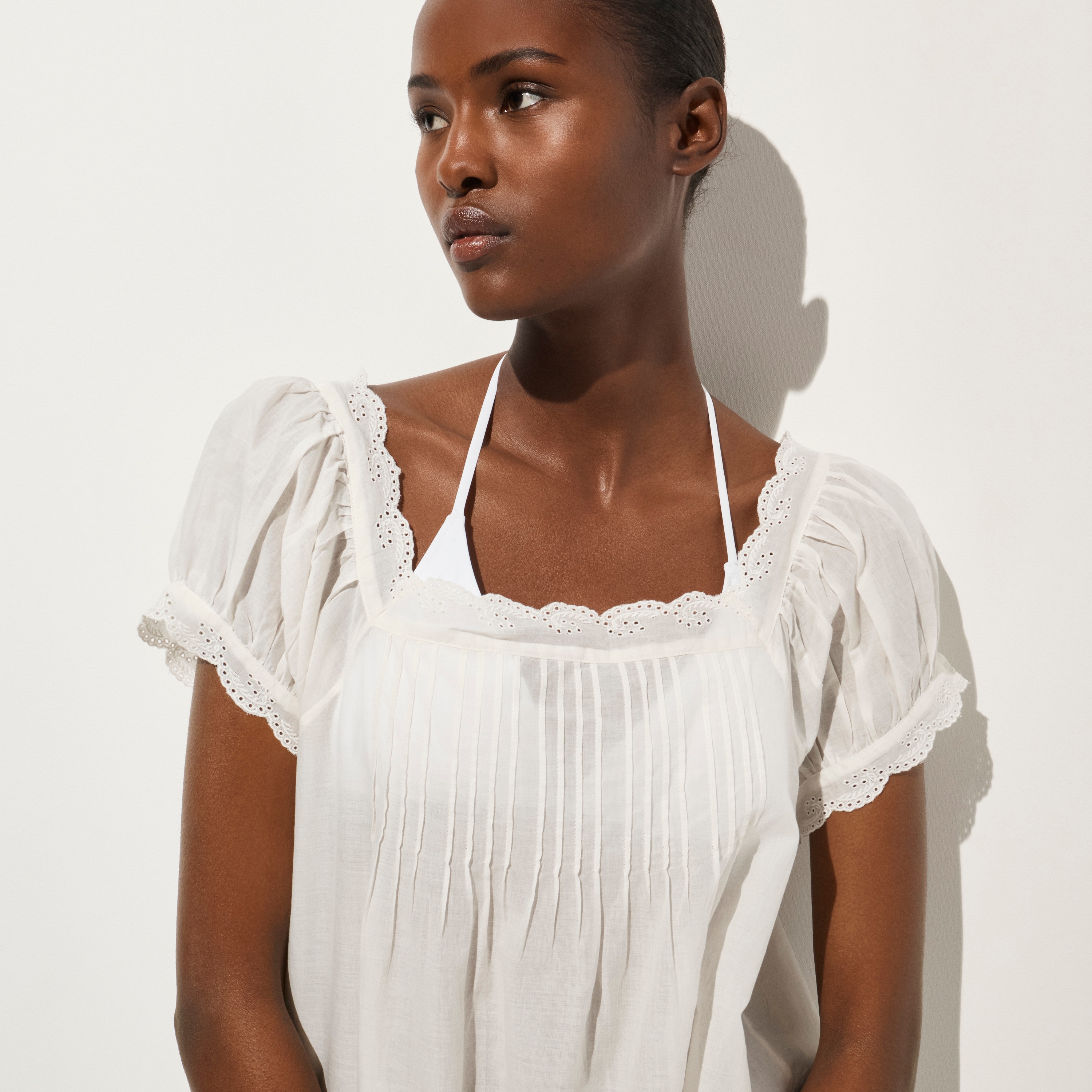 Cotton voile scallop-trim babydoll dress - image 3