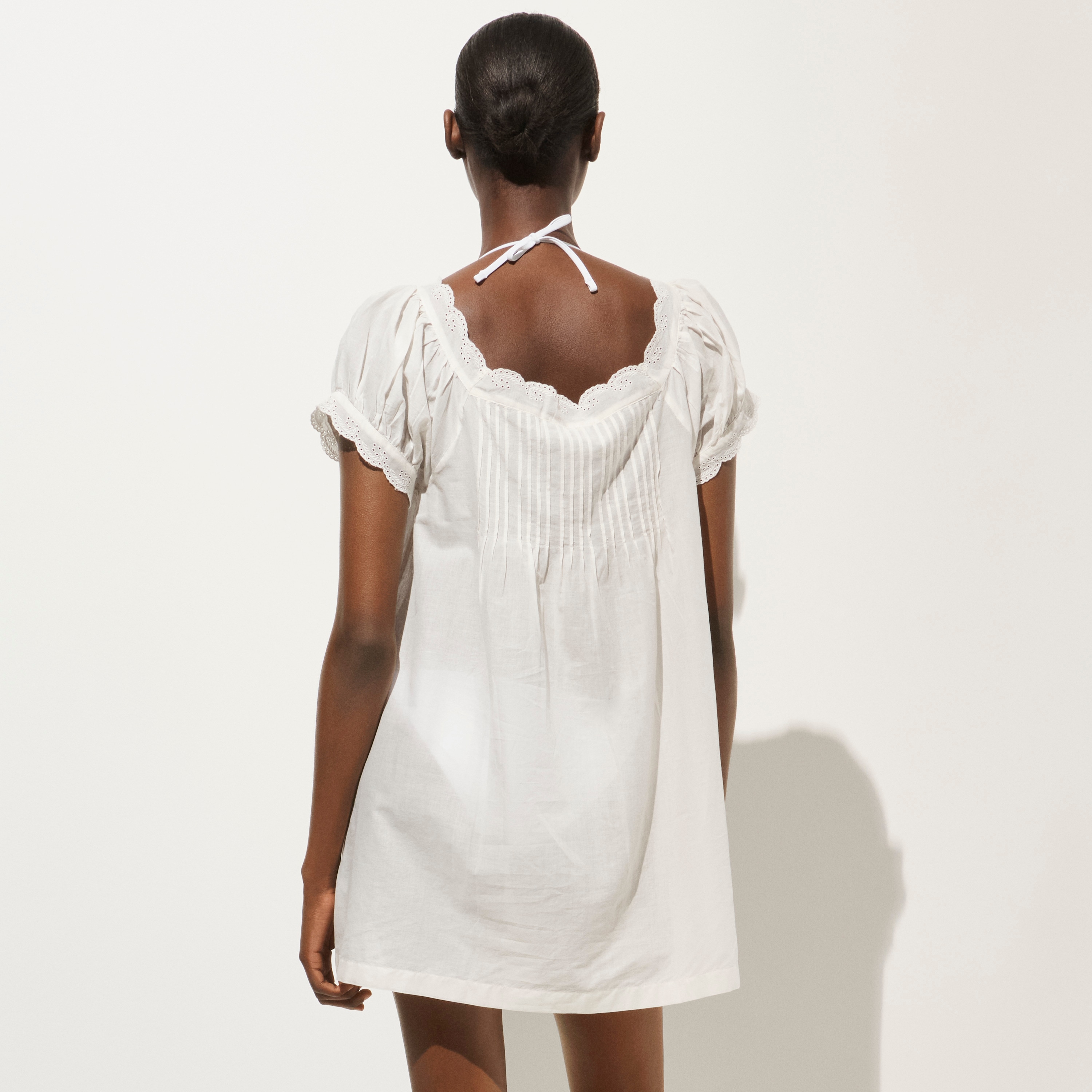 Cotton voile scallop-trim babydoll dress - image 4