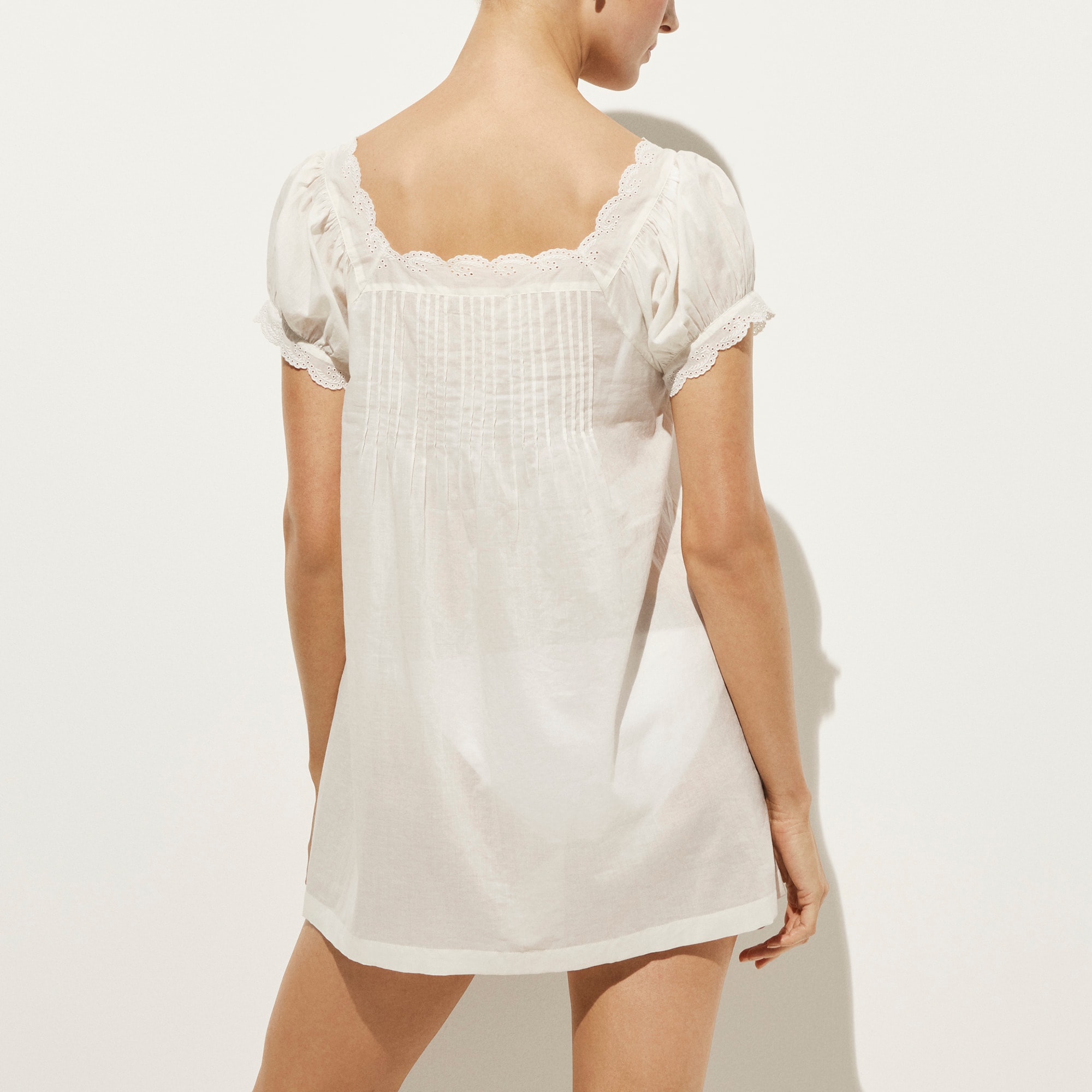 Cotton voile scallop-trim babydoll dress - image 5