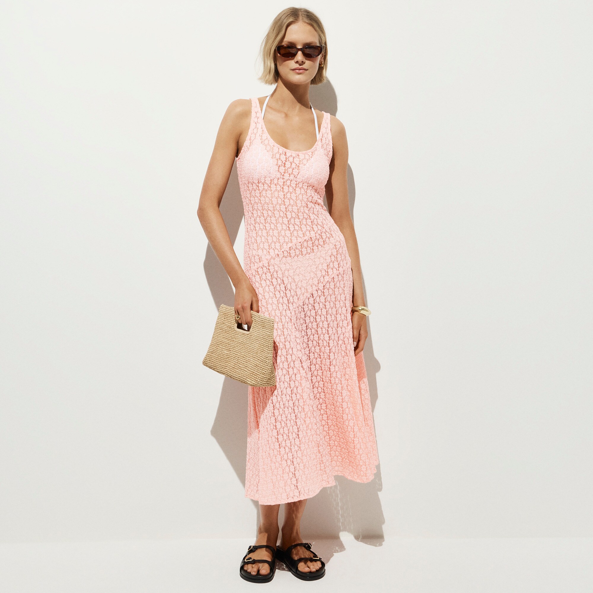 Sheer scoopneck lace dress
