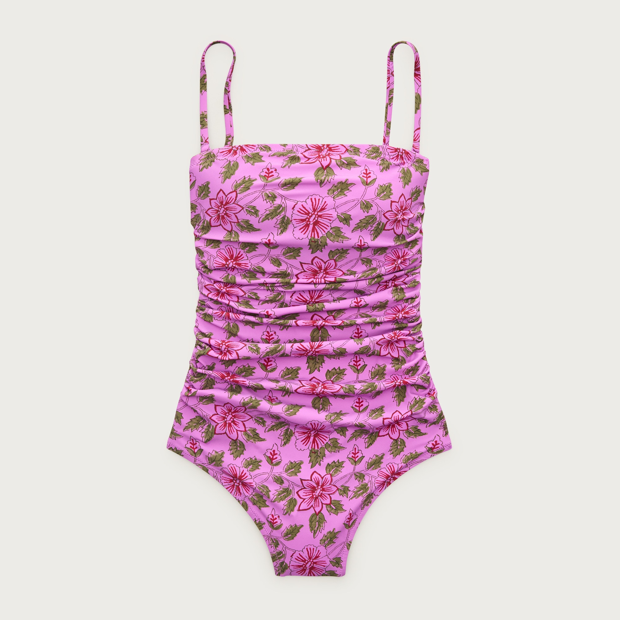 Gemma ruched bandeau one-piece in iris floral from J.Crew - $128