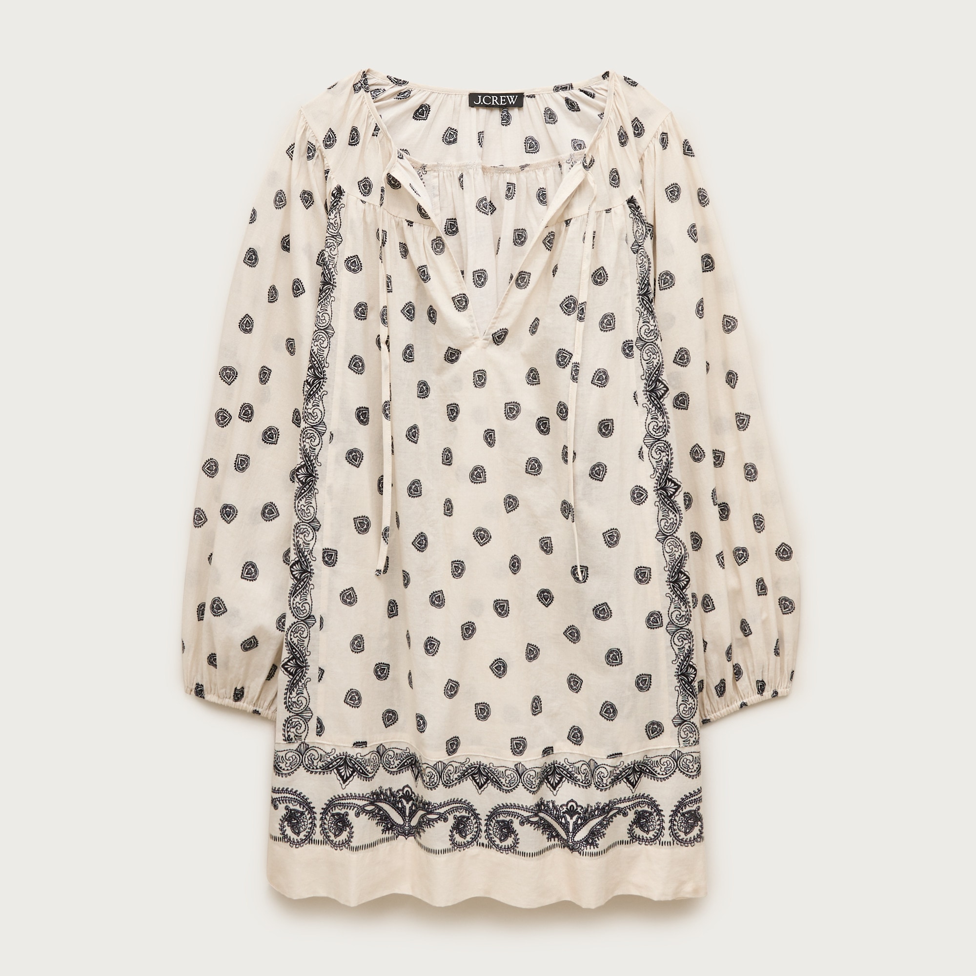 Cotton voile relaxed-fit tunic dress in bandana print