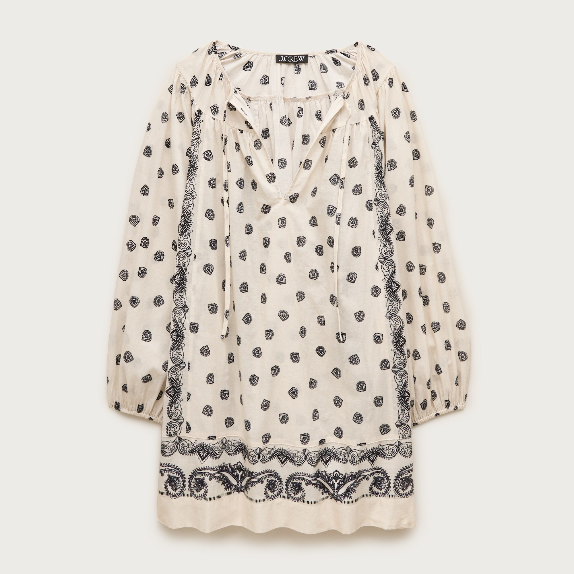 Cotton voile relaxed-fit tunic dress in bandana print