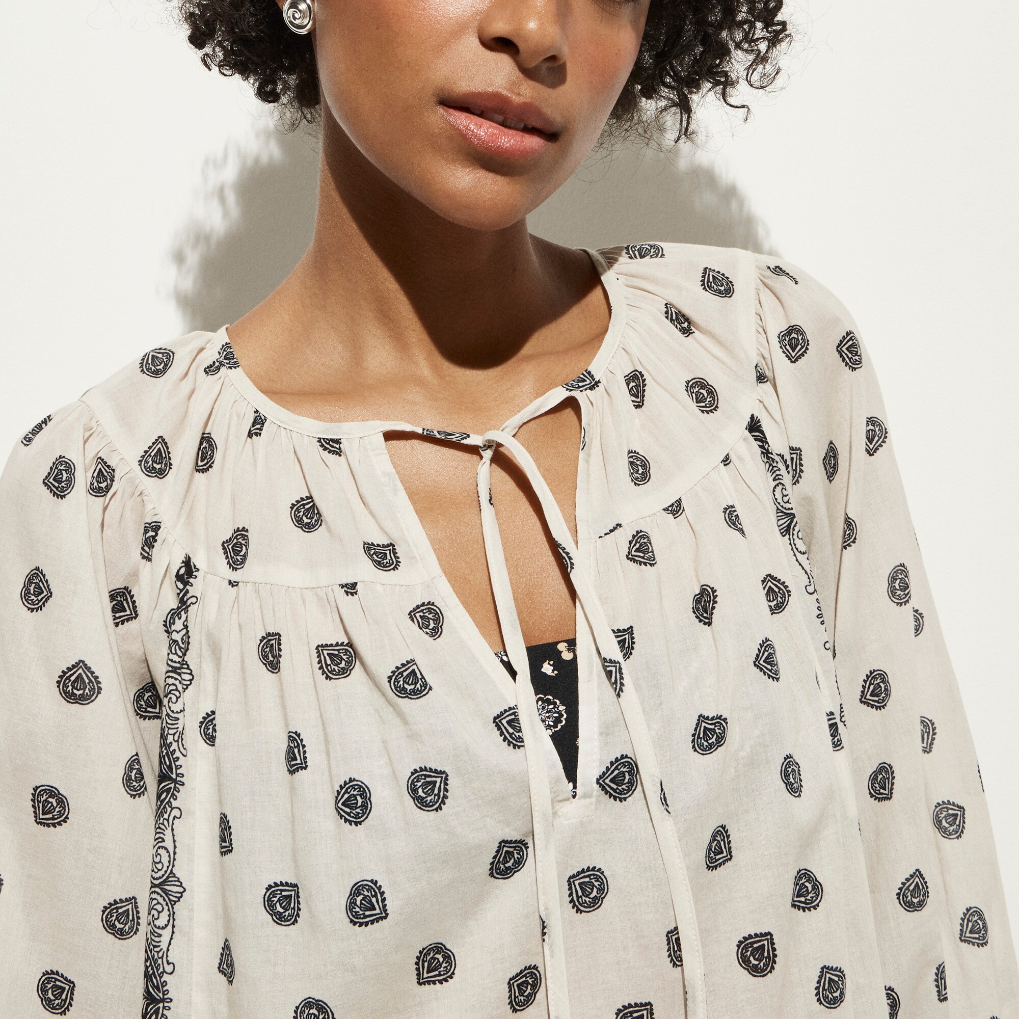 Cotton voile relaxed-fit tunic dress in bandana print