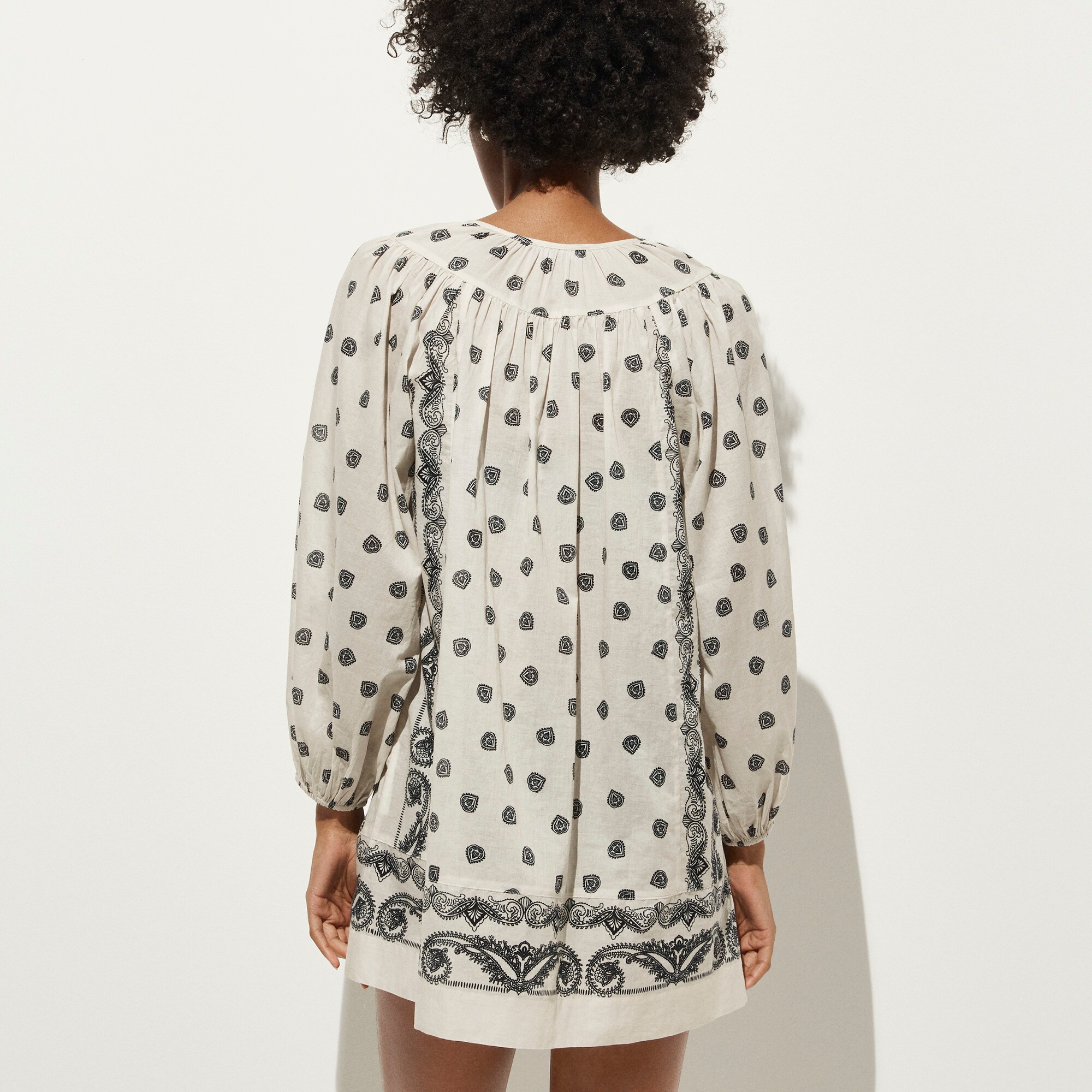 Cotton voile relaxed-fit tunic dress in bandana print