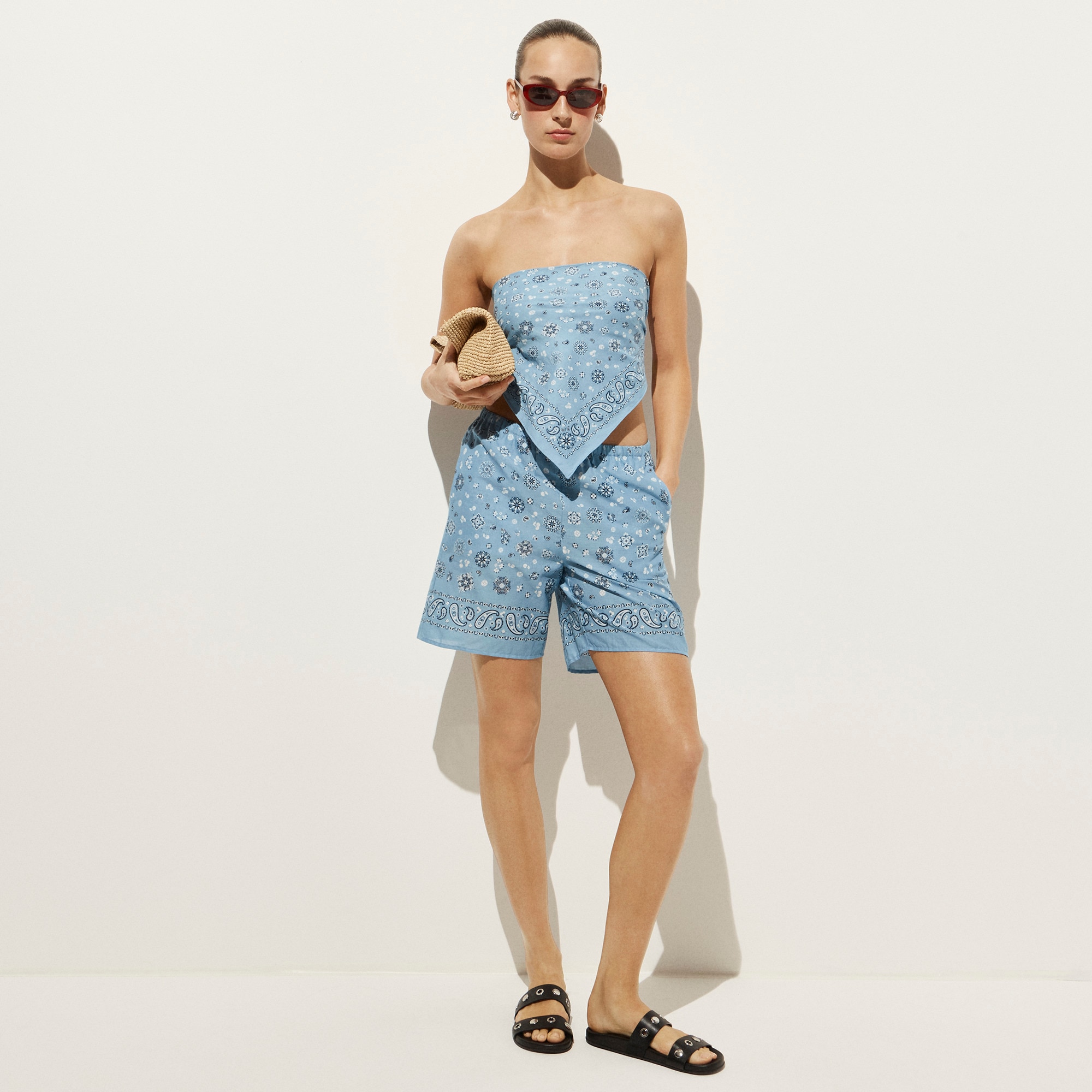 Cotton voile bandana top in paisley print