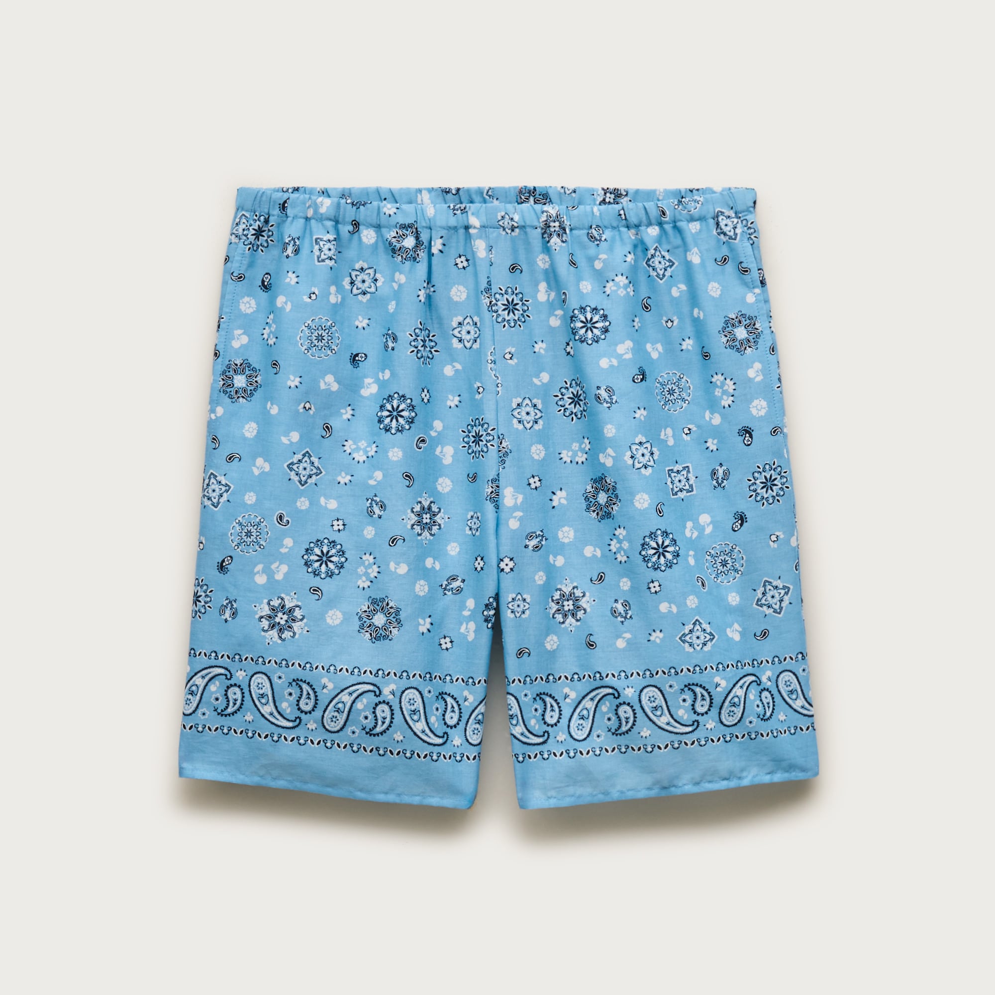 Cotton voile bandana short in paisley print