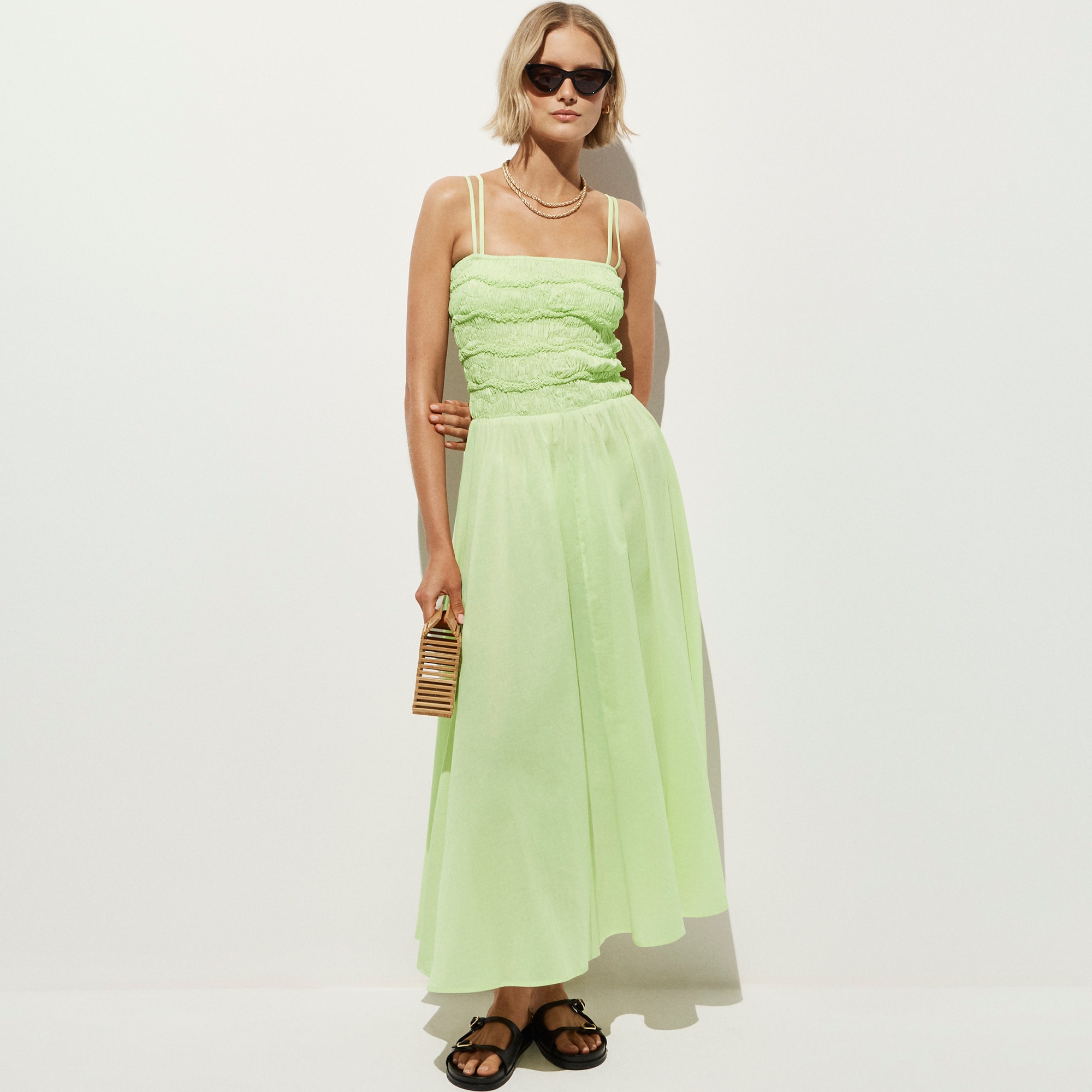 Wave maxi dress in cotton voile