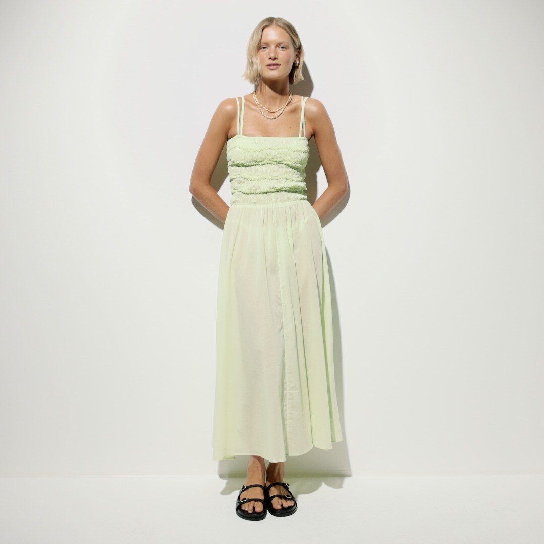 Wave maxi dress in cotton voile