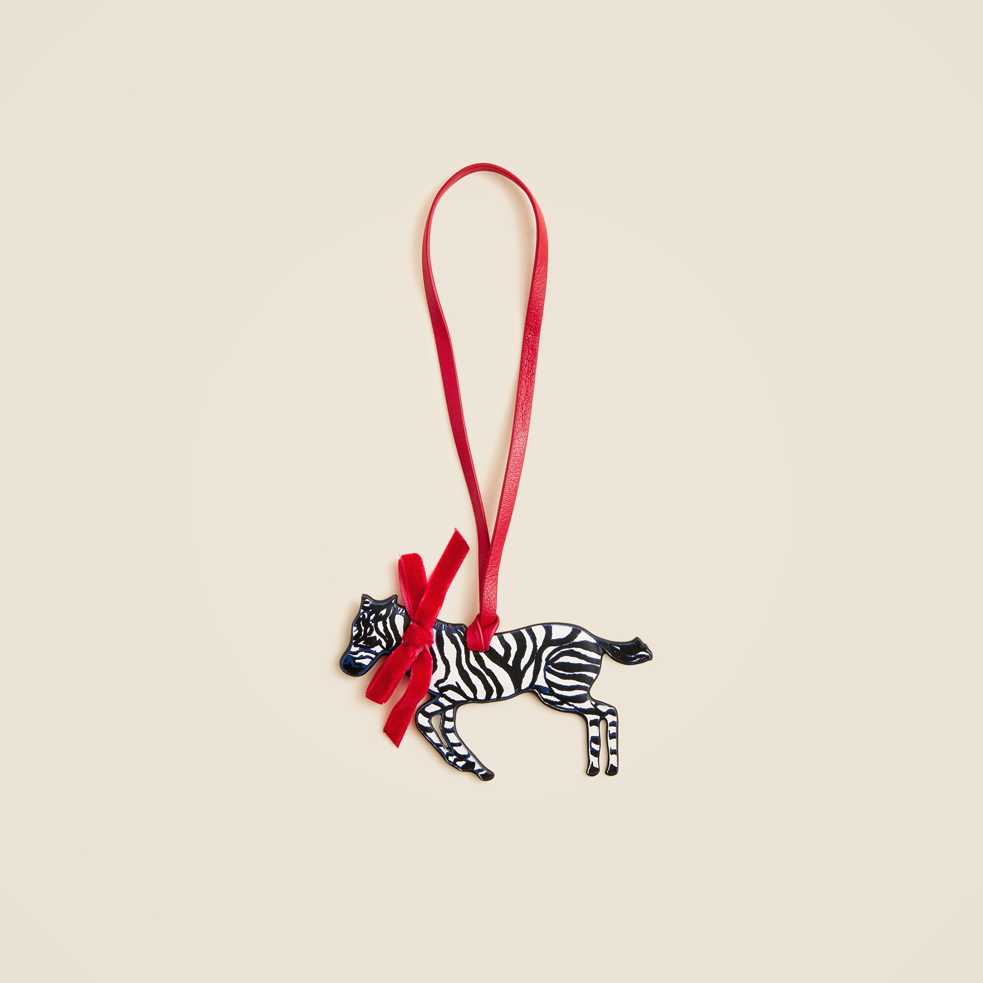 Leather zebra bag charm