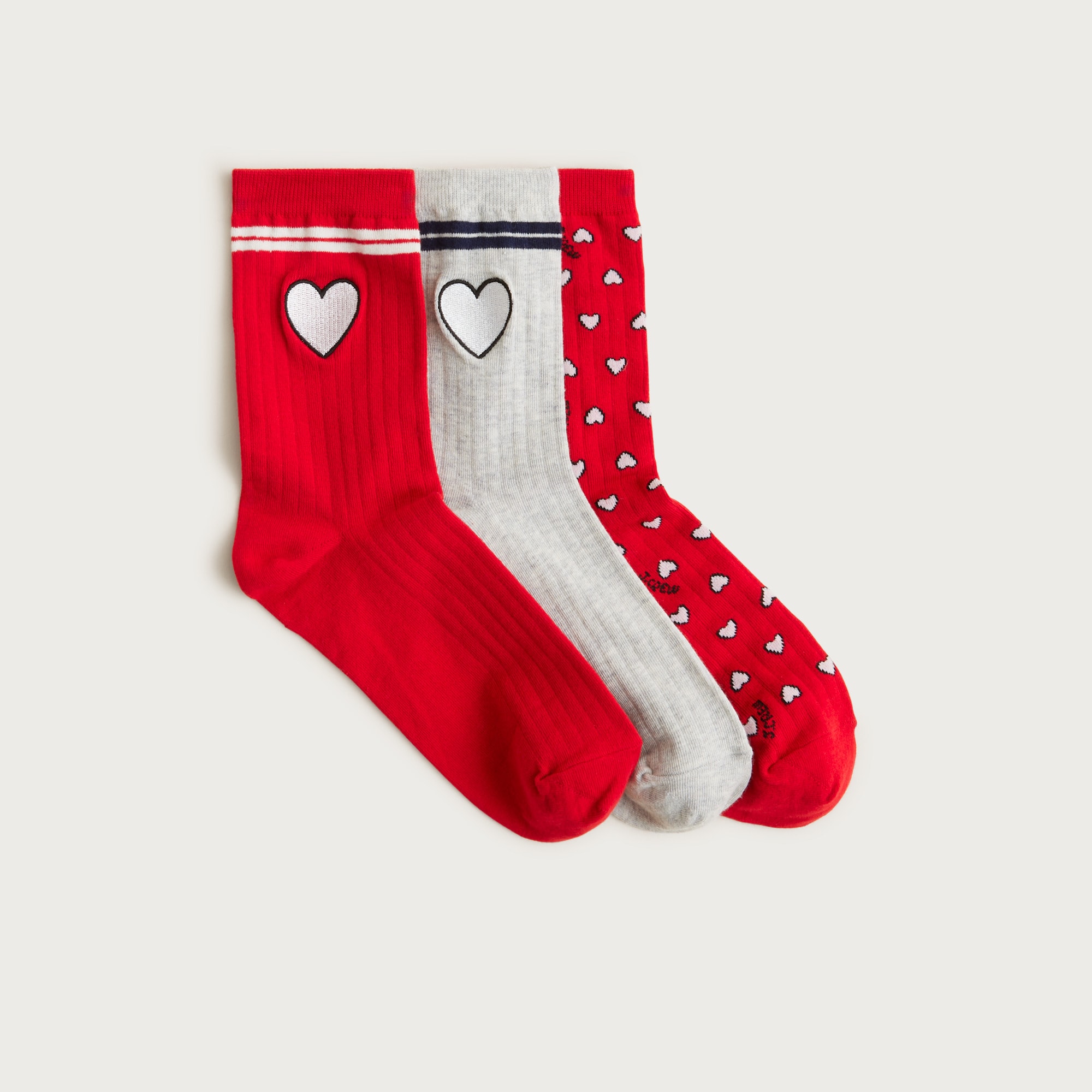womens Heart bootie socks three-pack