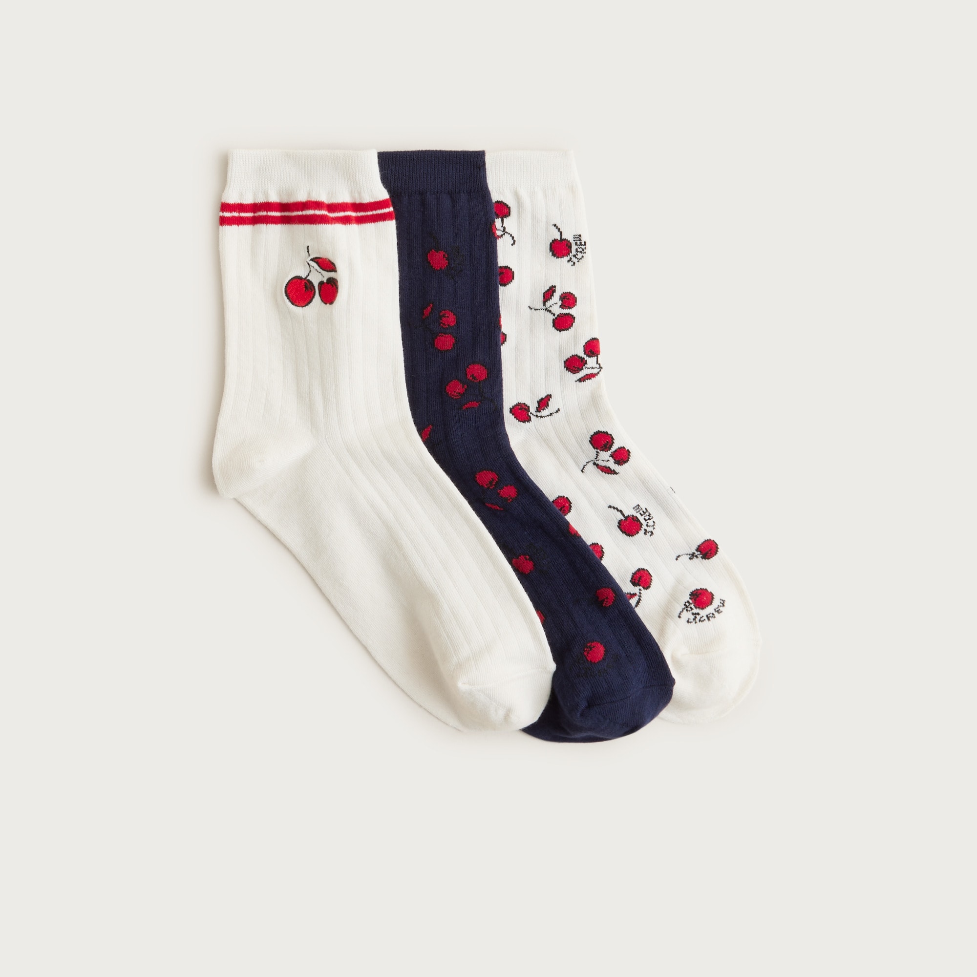 Cherry bootie socks three-pack