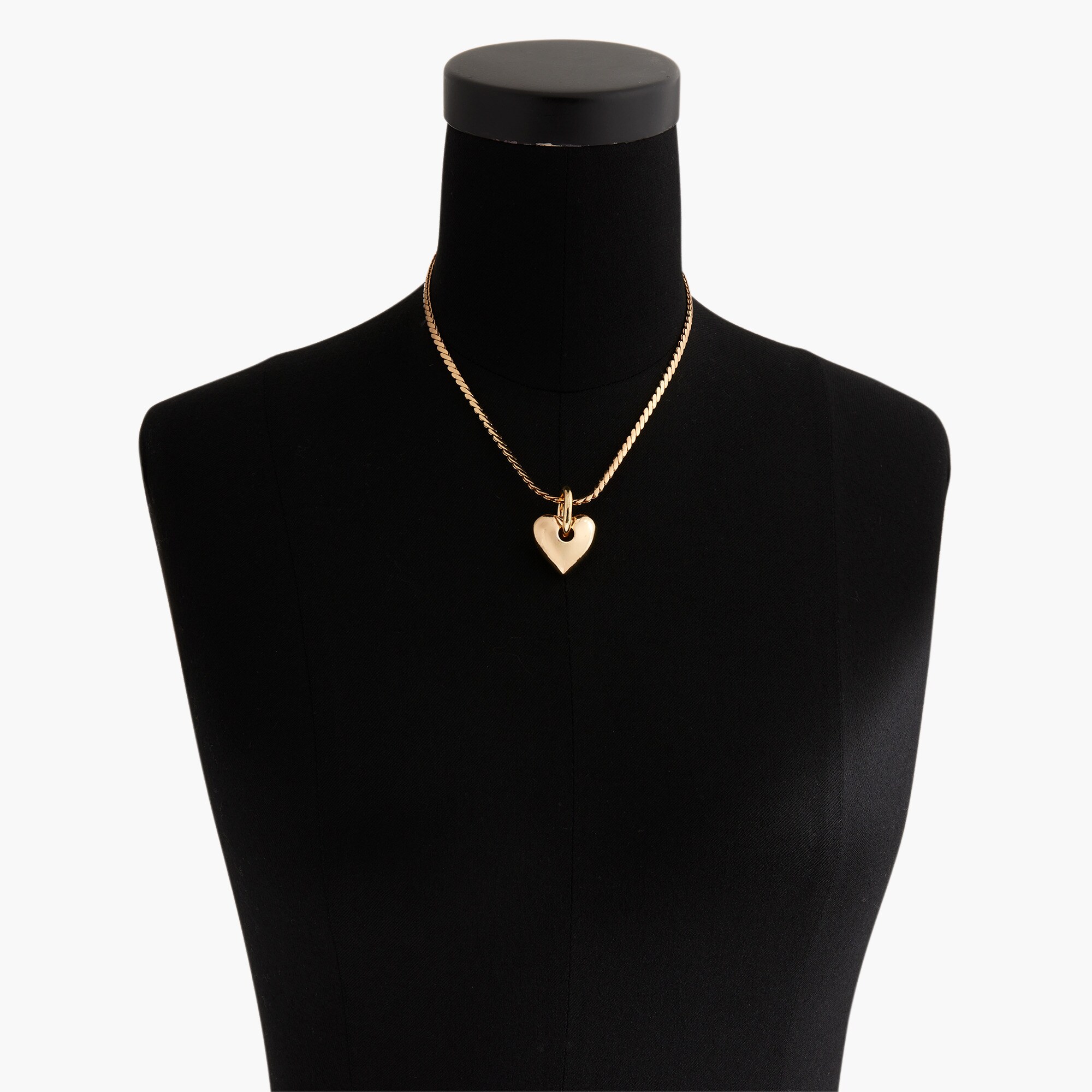Puffy gold heart pendant necklace
