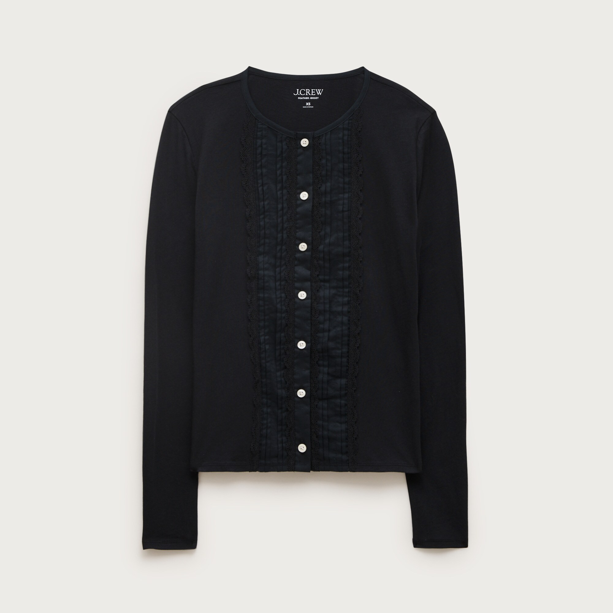 Feather jersey lace cardigan top