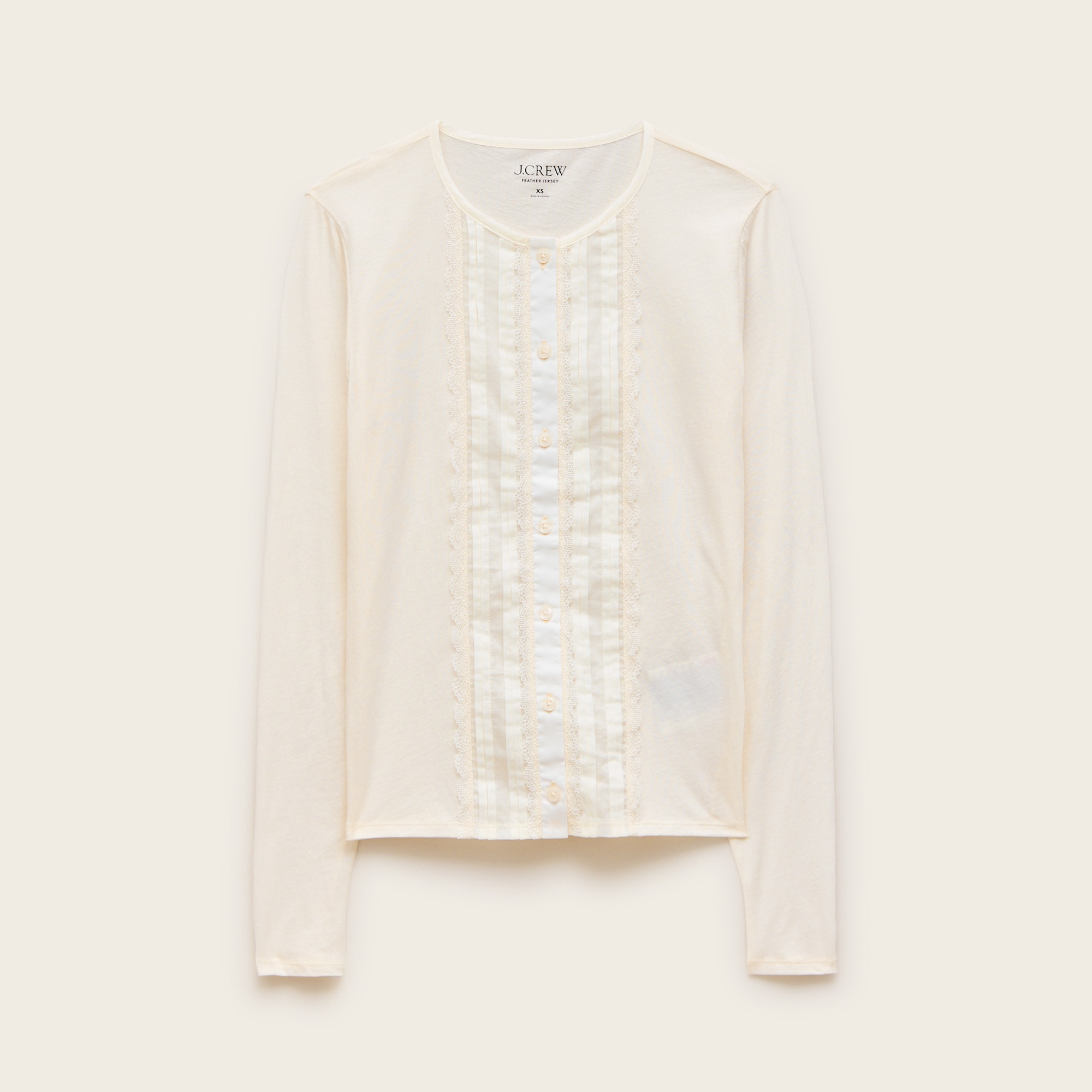 Feather jersey lace cardigan top