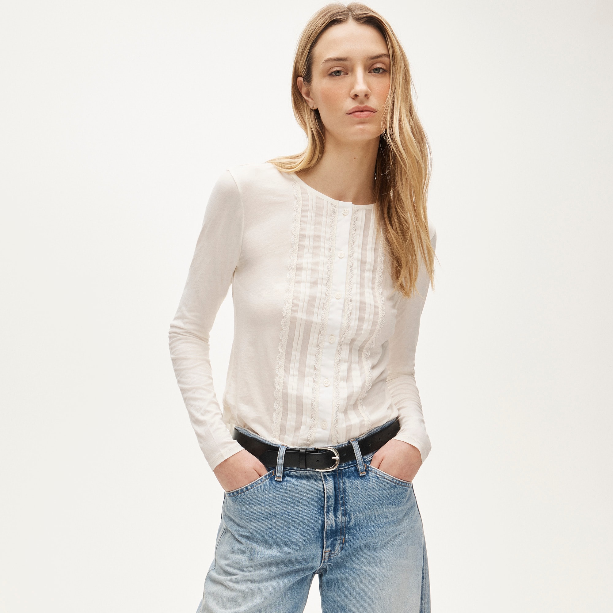 Feather jersey lace cardigan top - image 2