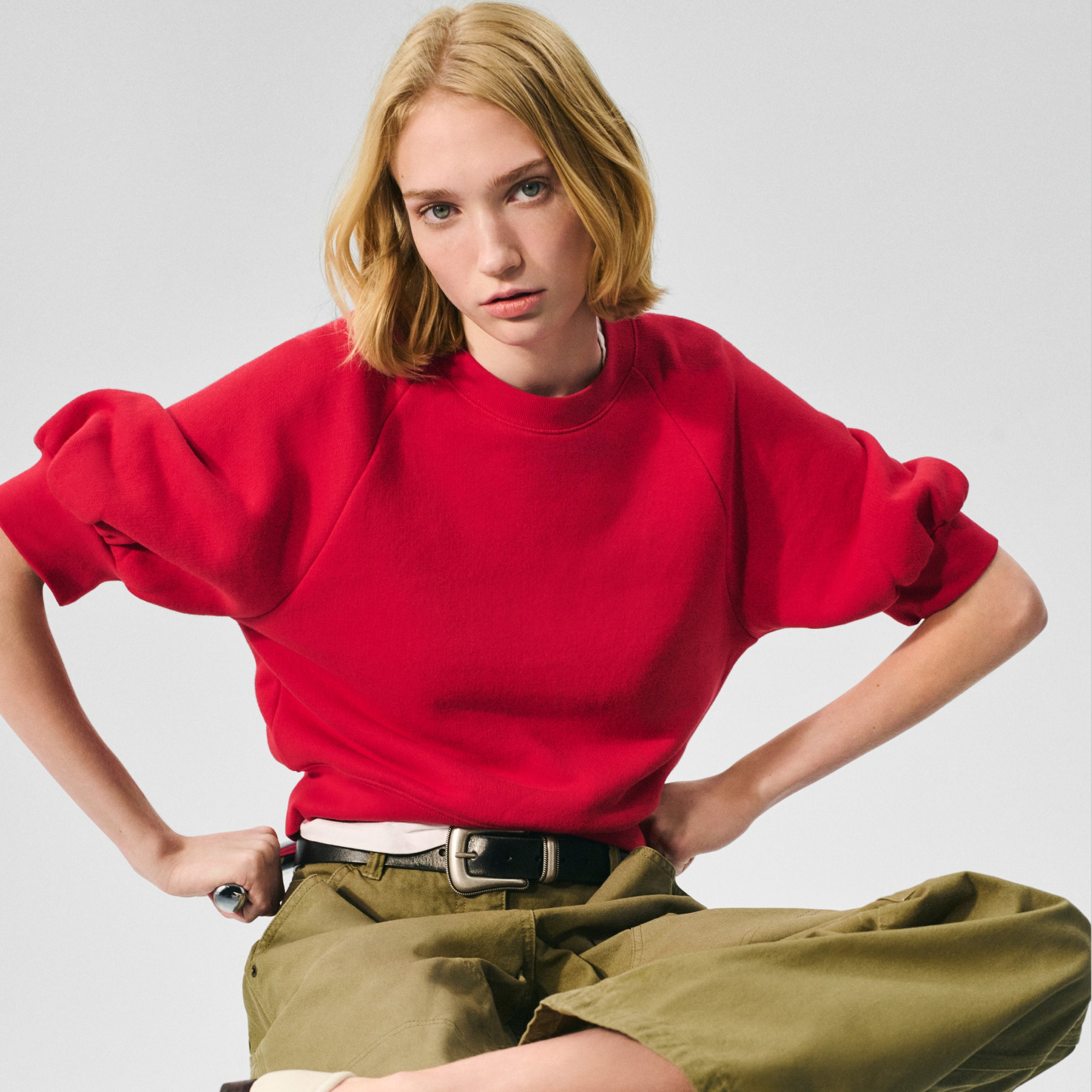 womens Heritage terry puff-sleeve sweatshirt