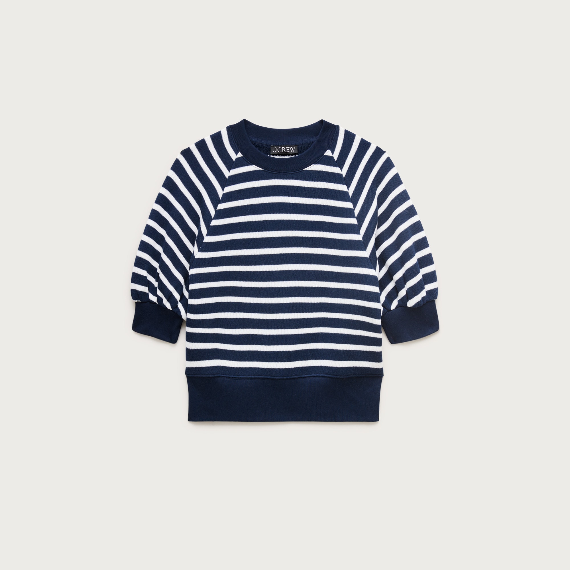 Heritage terry puff-sleeve sweatshirt in stripe