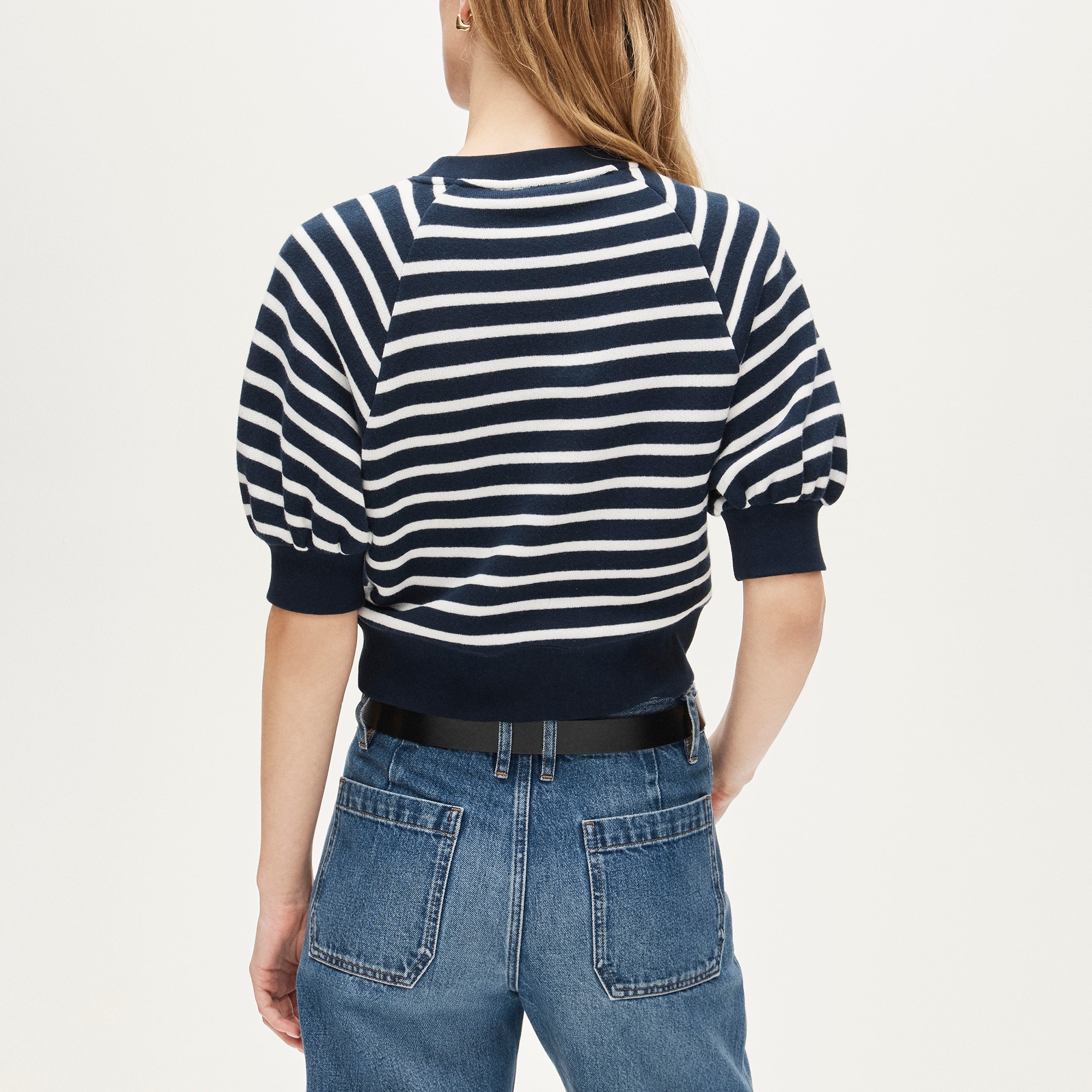 Heritage terry puff-sleeve sweatshirt in stripe - image 5
