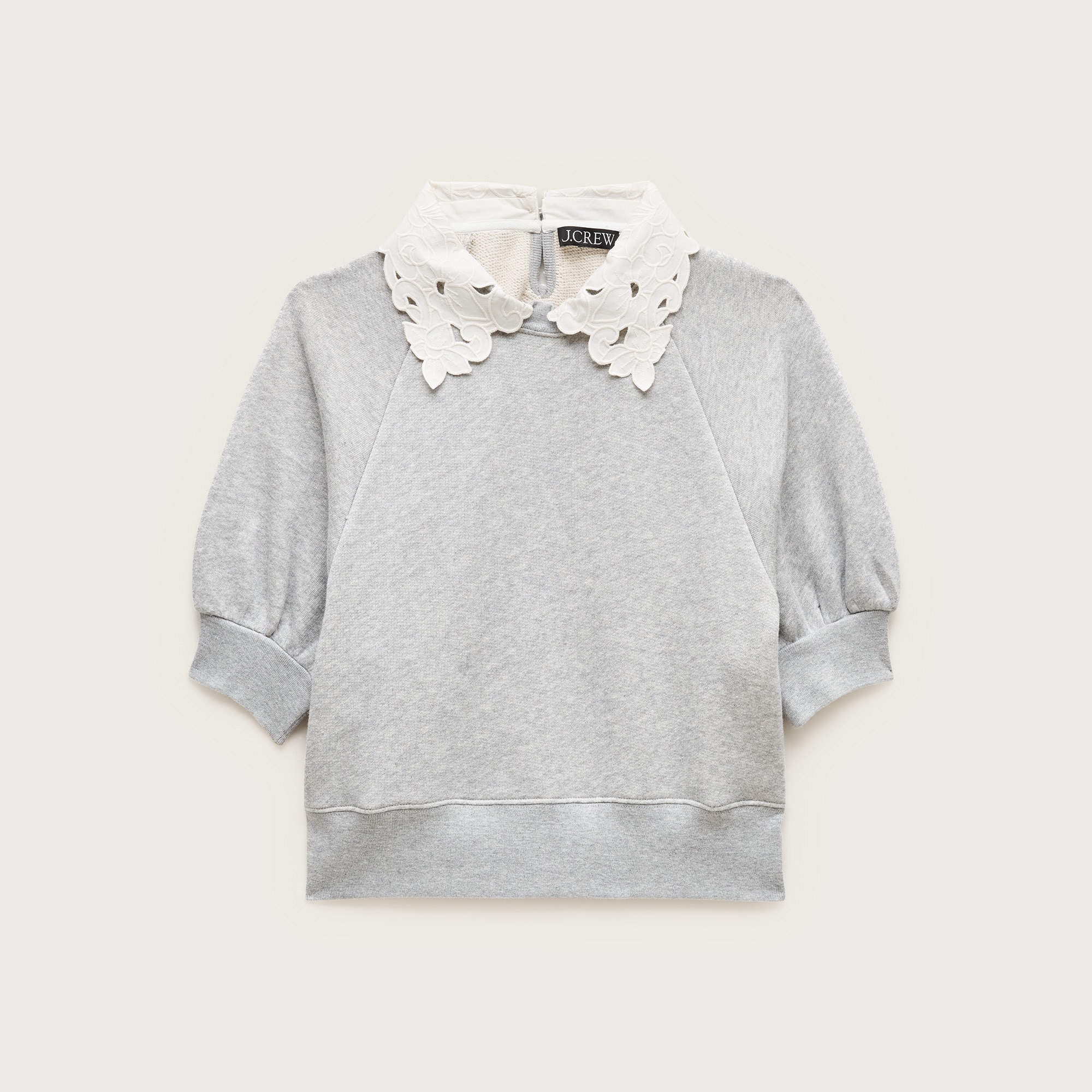 Heritage terry puff-sleeve sweatshirt with eyelet collar