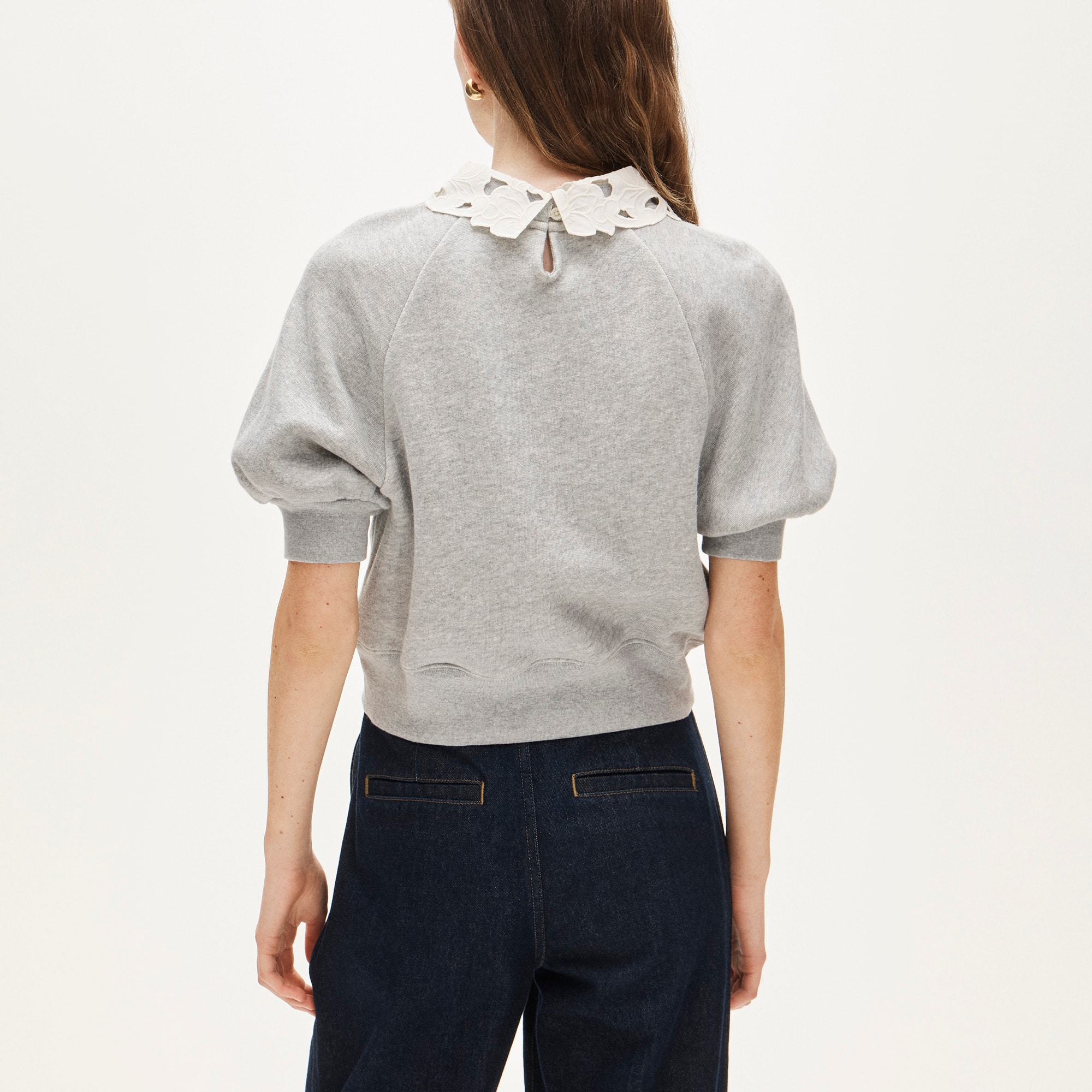 Heritage terry puff-sleeve sweatshirt with eyelet collar - image 5