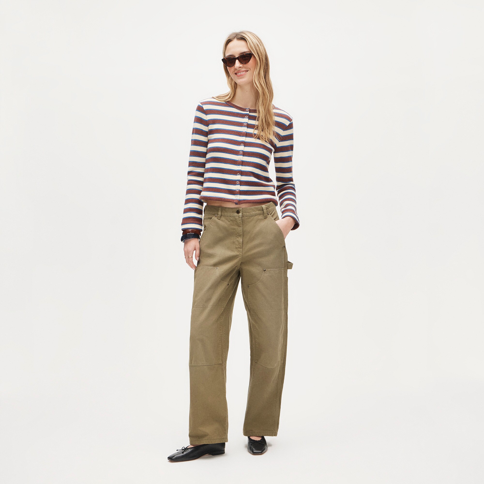 Heritage terry cardigan in stripe