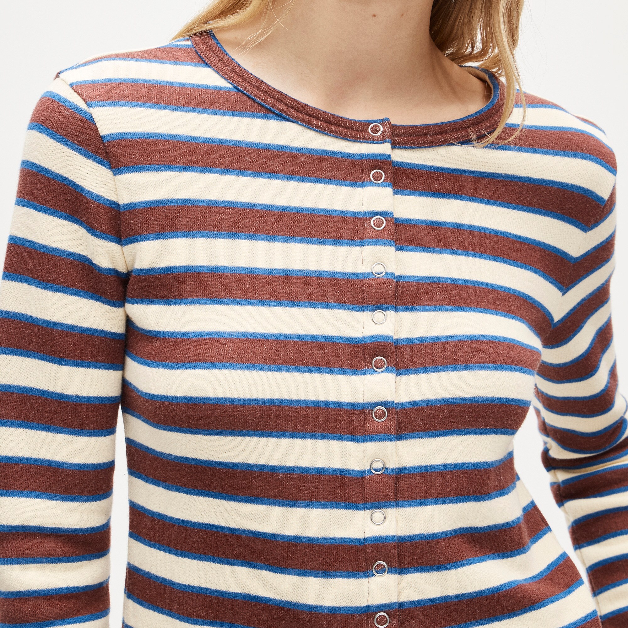 Heritage terry cardigan in stripe