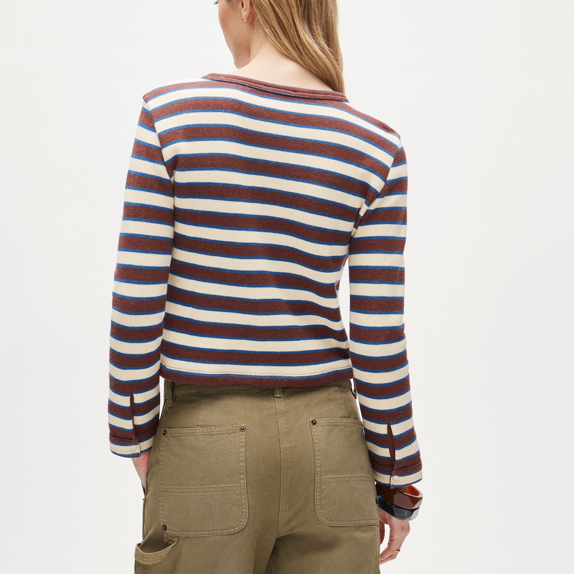 Heritage terry cardigan in stripe
