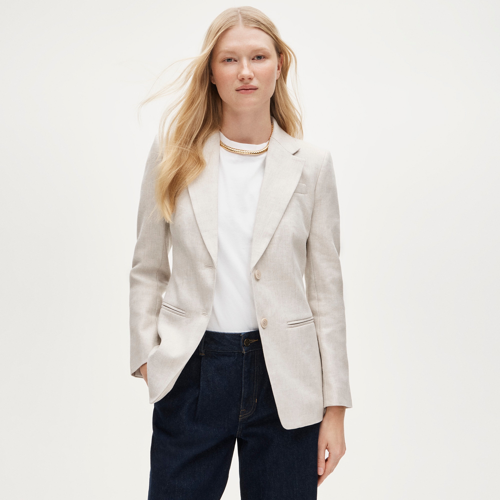 womens Margeaux blazer in stretch linen blend