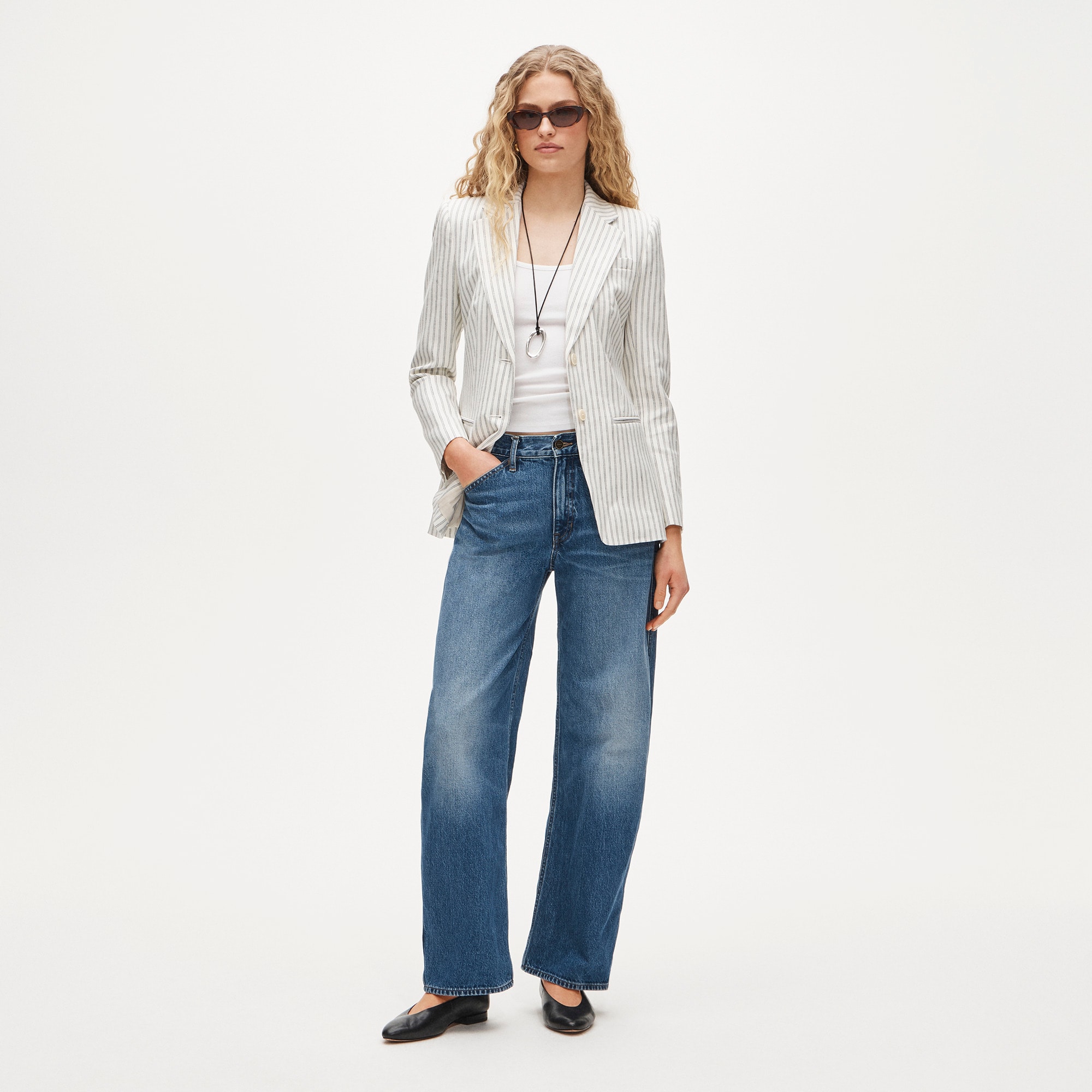 Margeaux blazer in striped stretch linen blend
