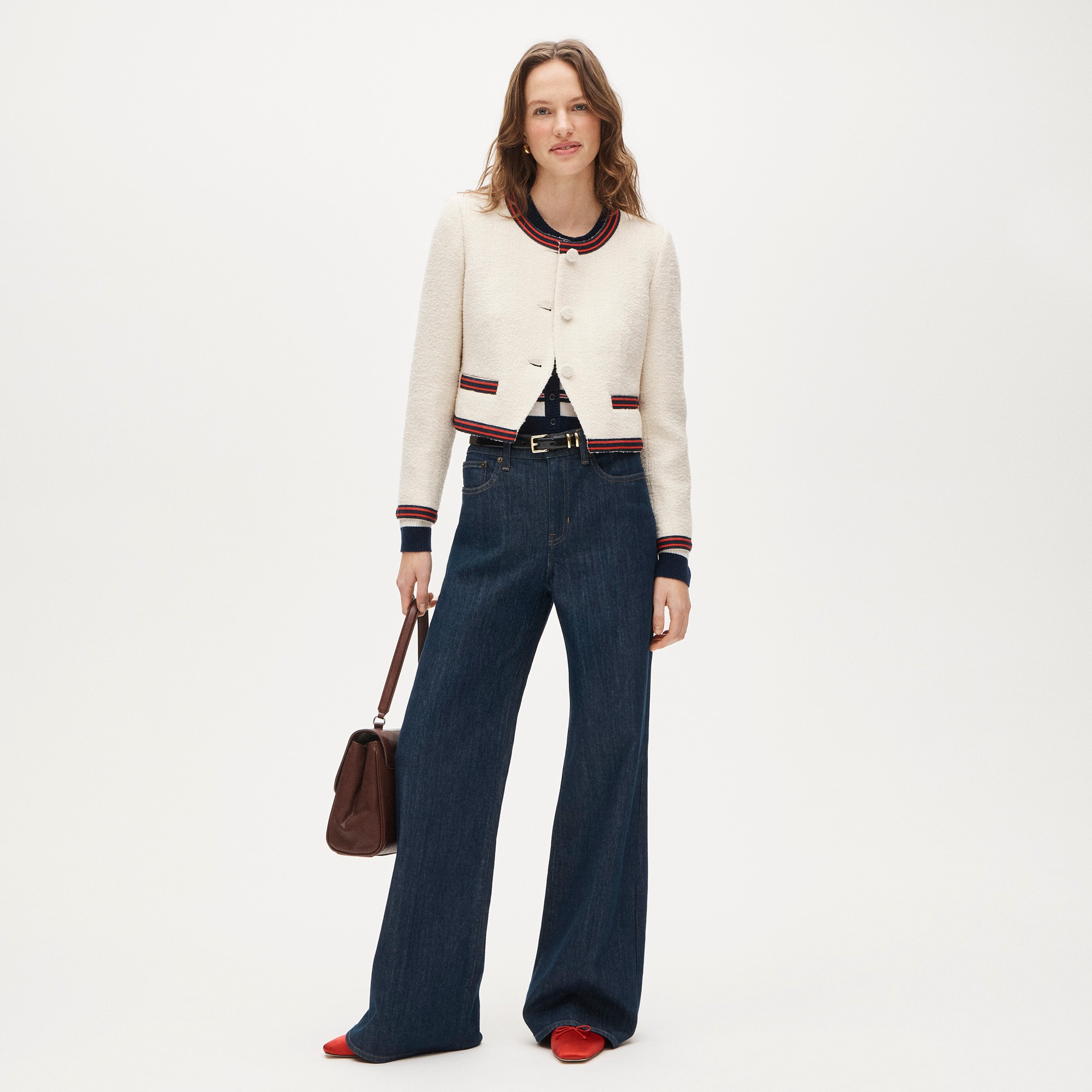 Contrast-trim lady jacket in bouclé tweed