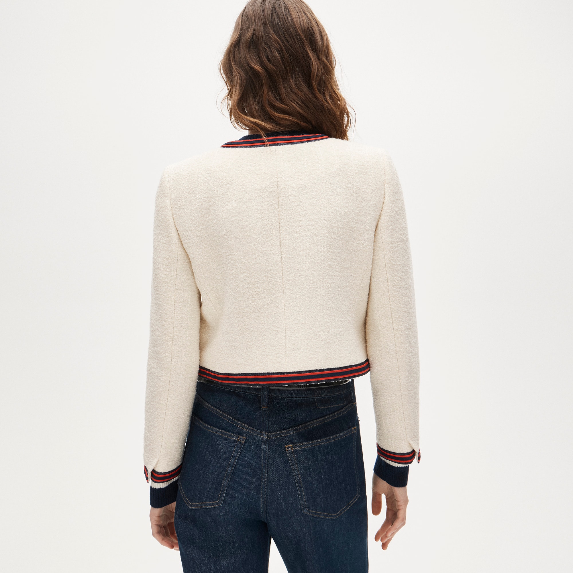 Contrast-trim lady jacket in bouclé tweed