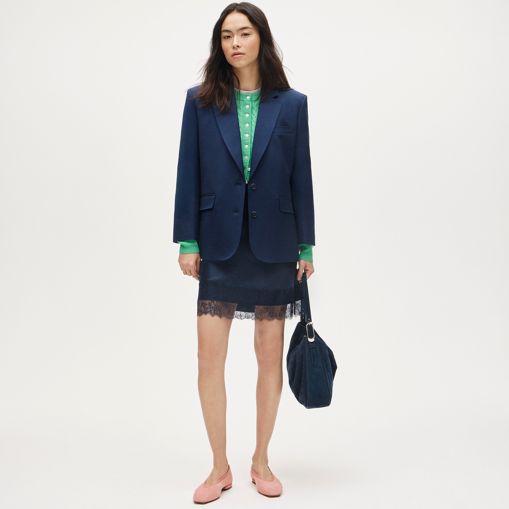 Gamine blazer in cotton-blend twill