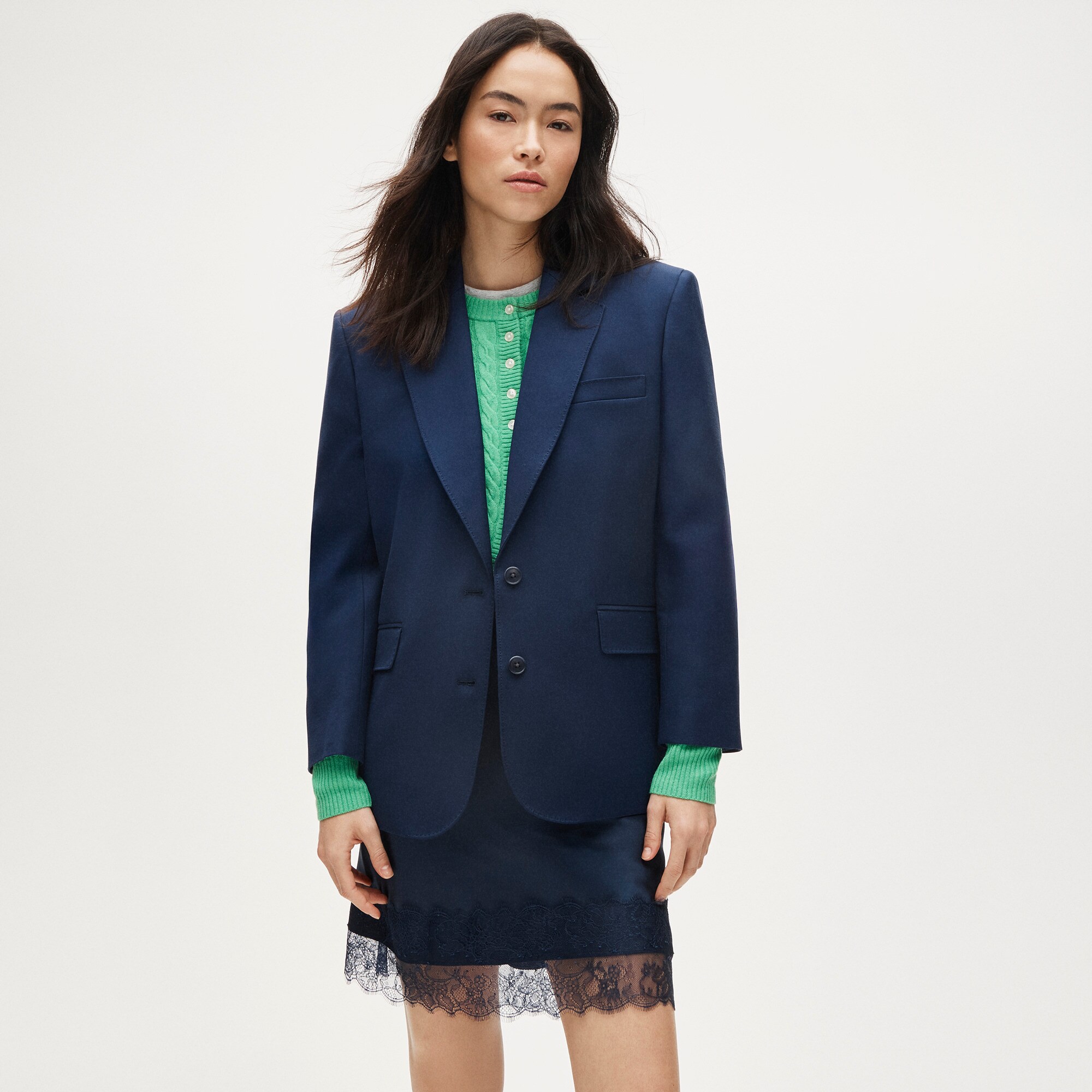 Gamine blazer in cotton-blend twill