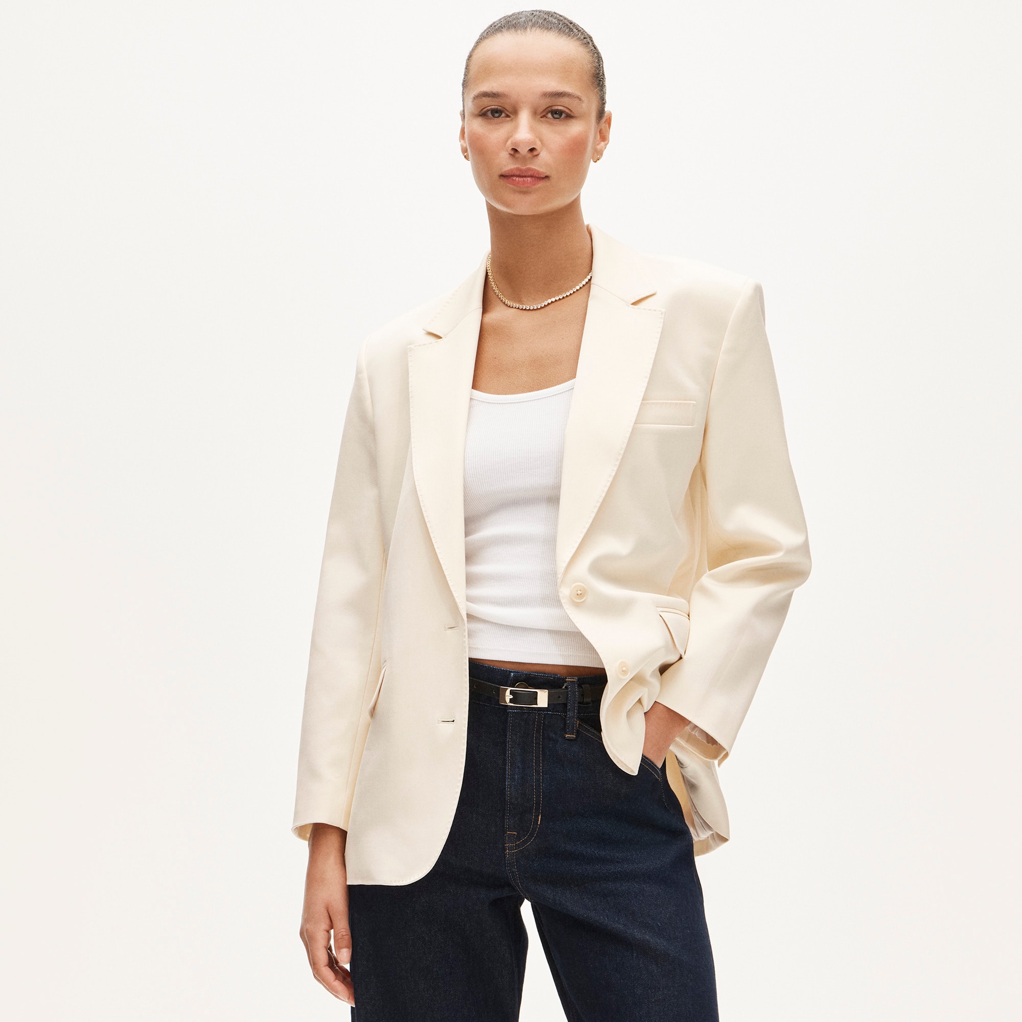 Gamine blazer in cotton-blend twill