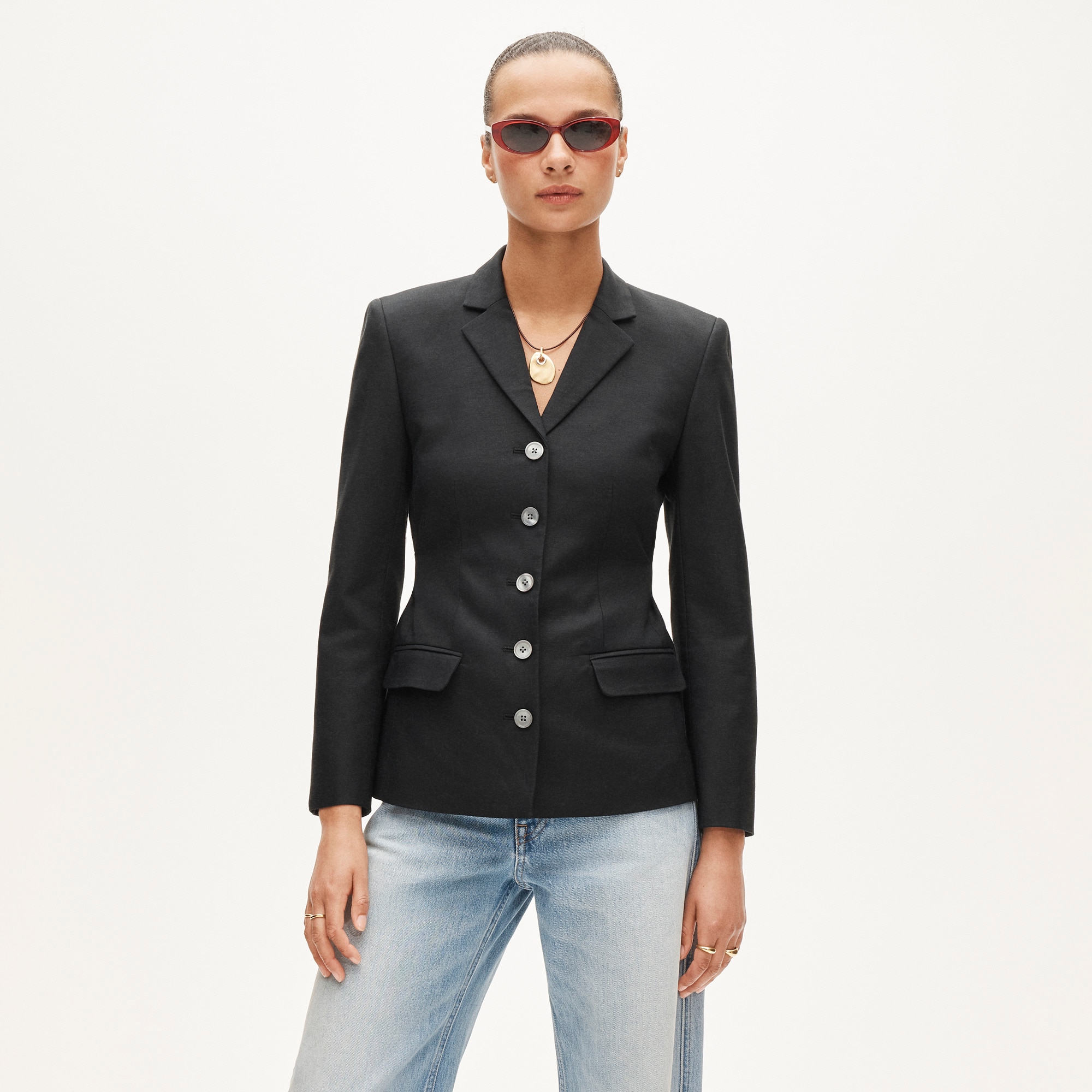 Belted blazer in Gramercy linen blend