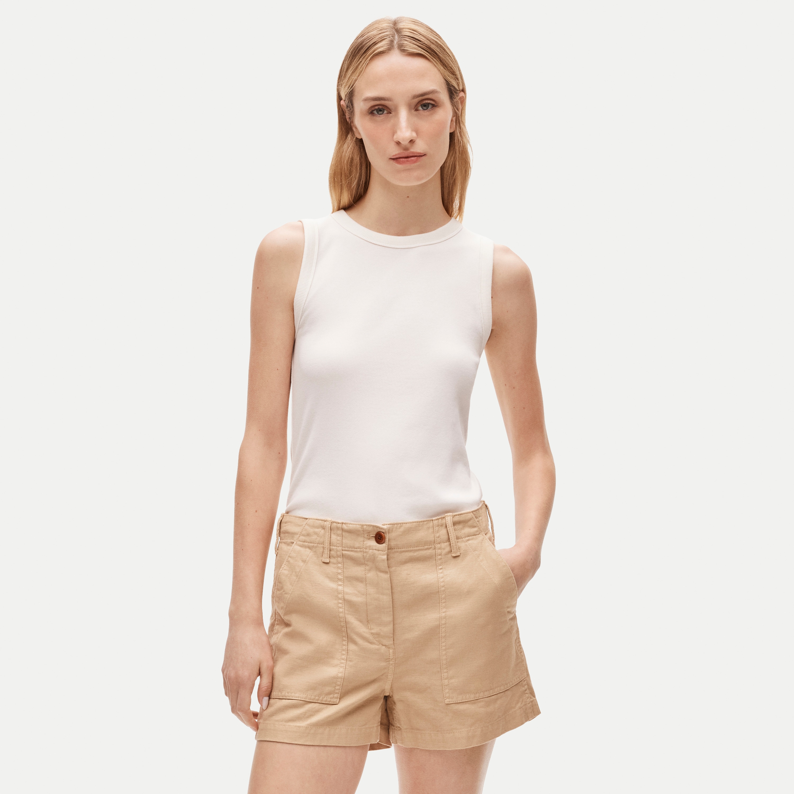 Utility-pocket short in sateen