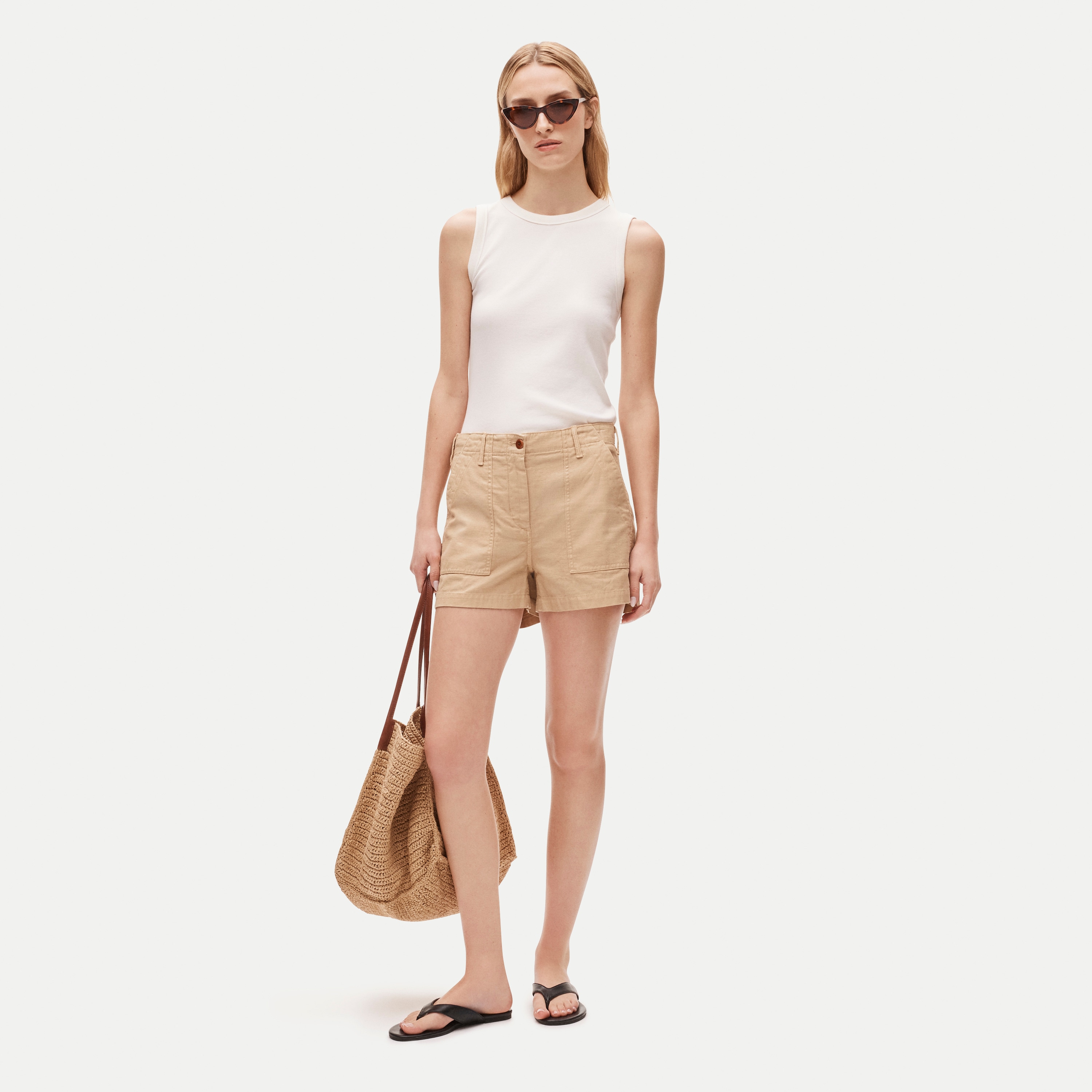 Utility-pocket short in sateen